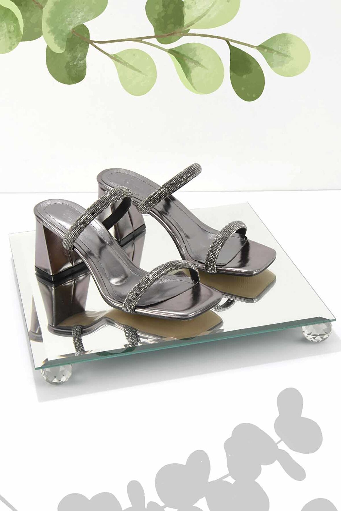 Metalik Platin  Kadın Terlik K04215080809