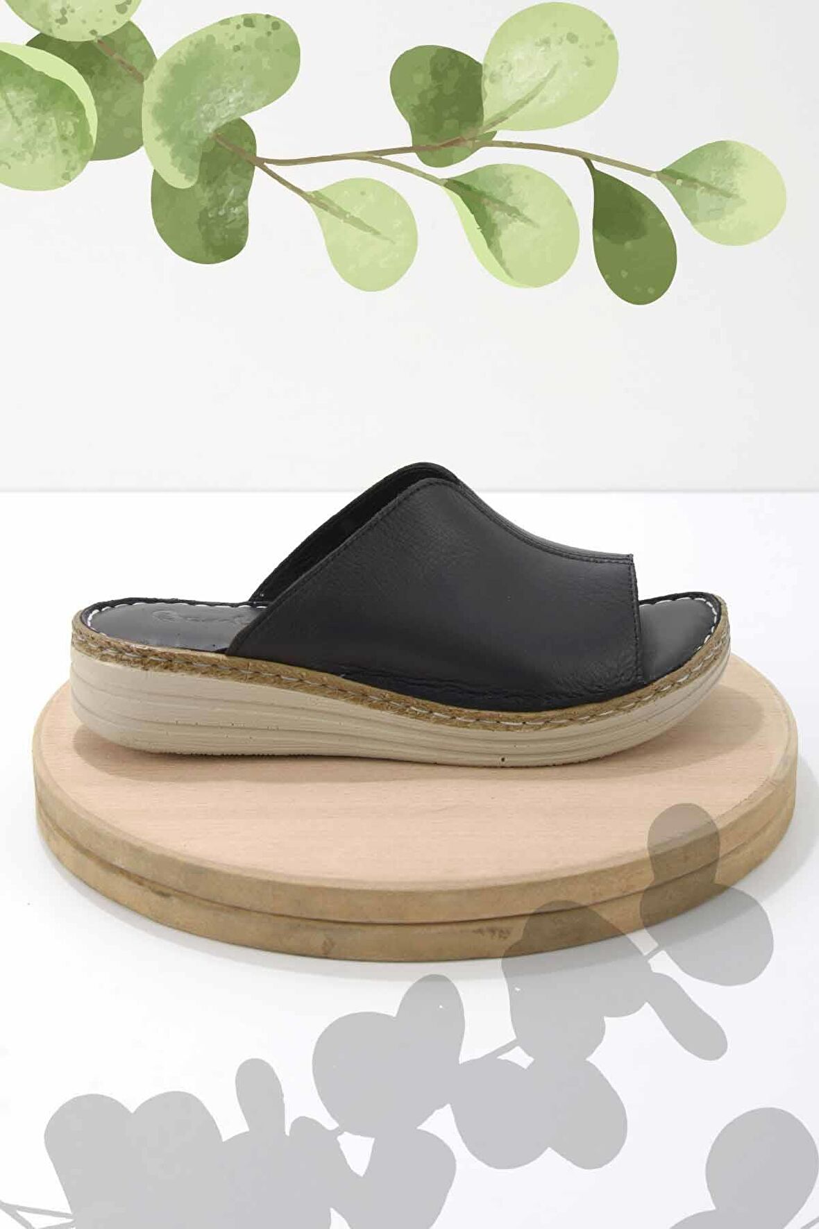 Bambi Siyah Hakiki Deri Kadın Terlik K04281204003