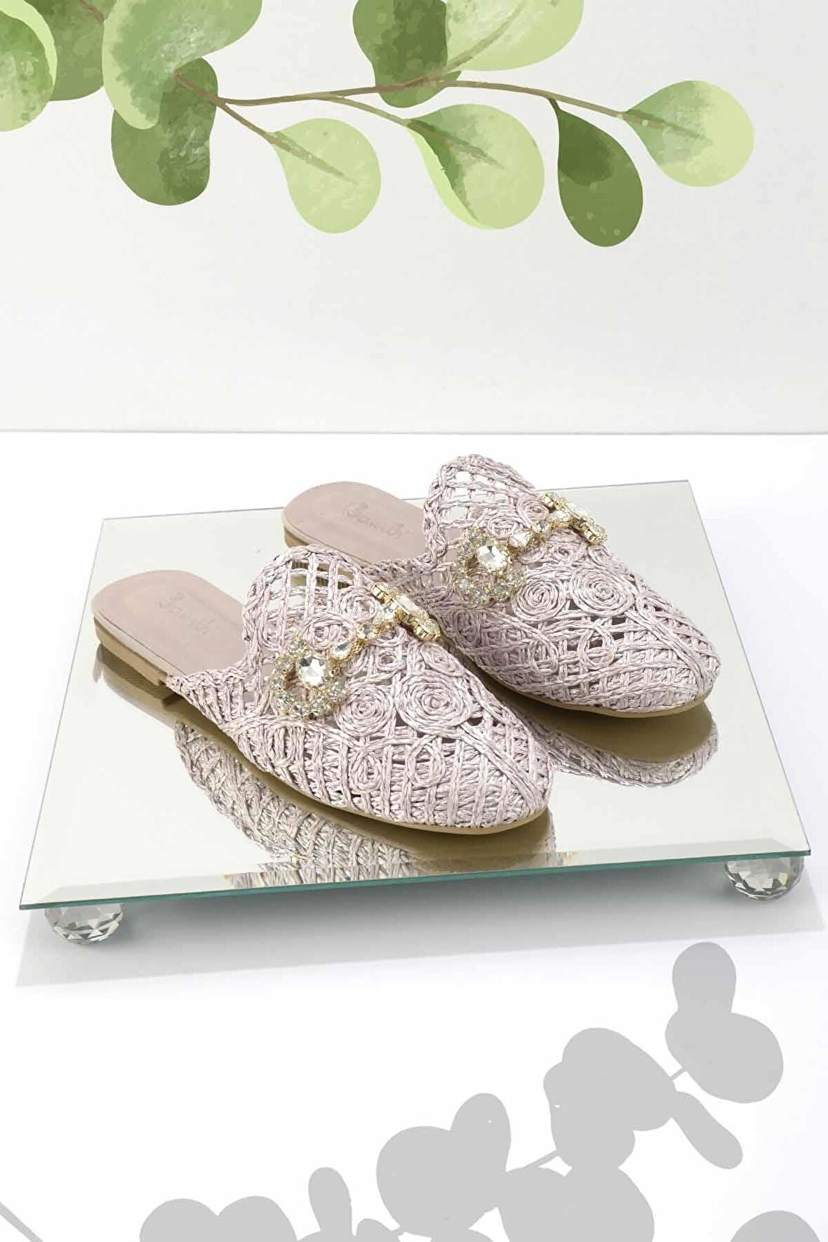 Bambi Bej Örgü  Kadın Terlik K04292766816