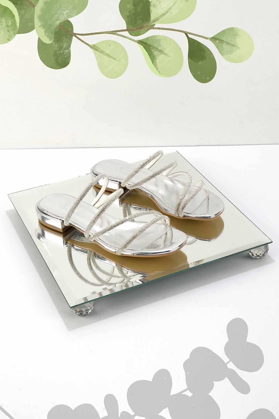 Lame Ayna  Kadın Terlik K04372028139