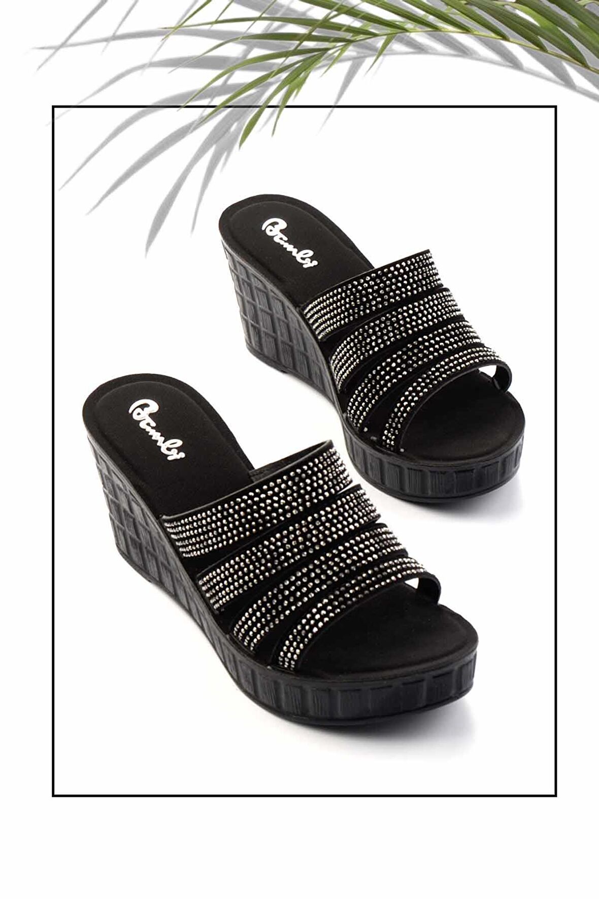 Platin Taşlı  Kadın Terlik K04496720987