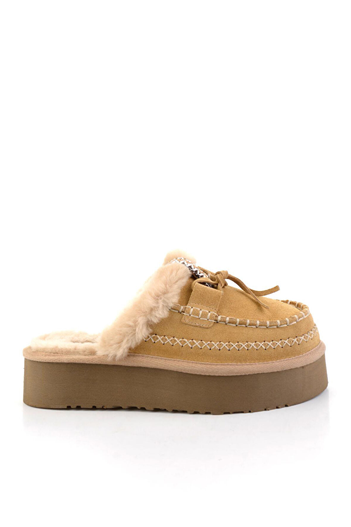 Camel Hakiki Deri Kadın Ev Terliği K04502060602