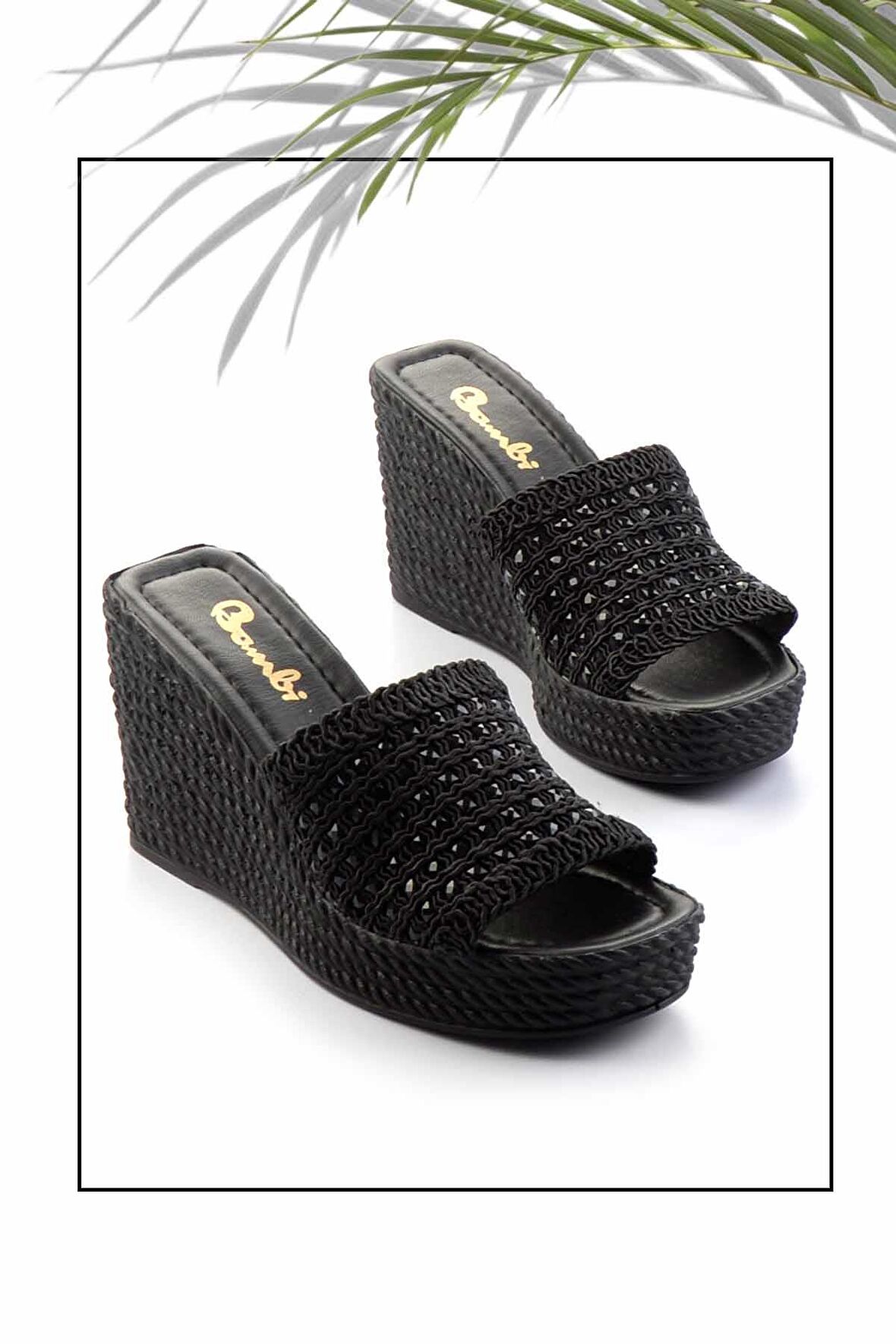 Siyah Örgü  Kadın Terlik K04566771216
