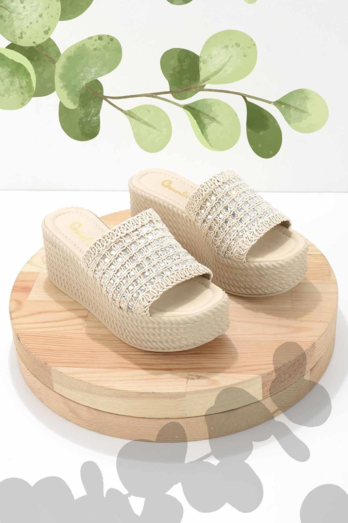 Bej Örgü  Kadın Terlik K04566771116