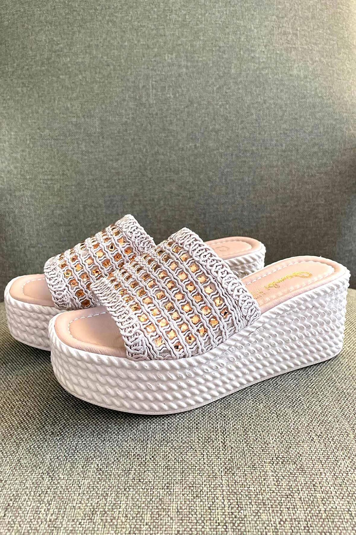 Nude Örgü  Kadın Terlik K04566771116