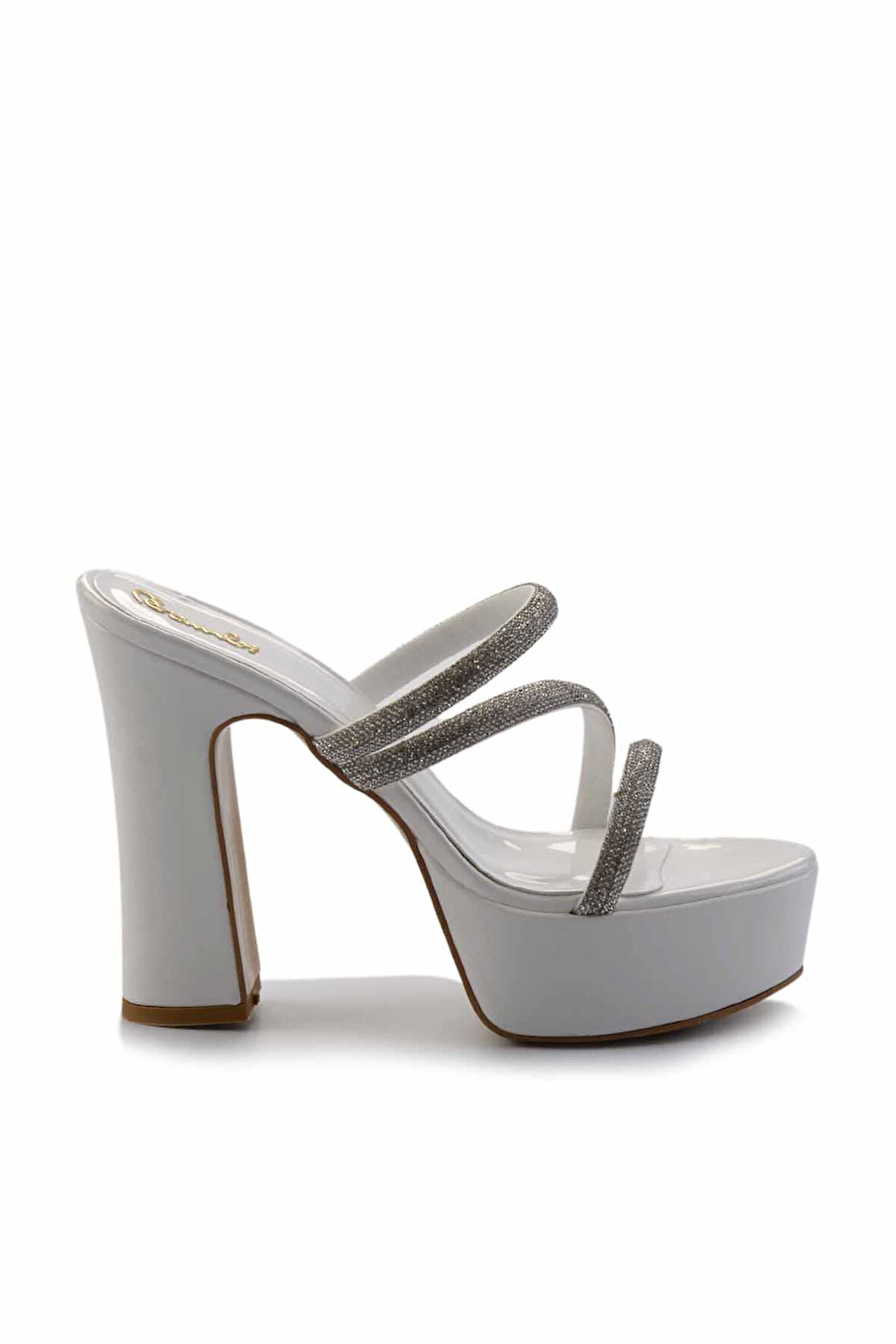 Beyaz Lame  Kadın Terlik K04606050308