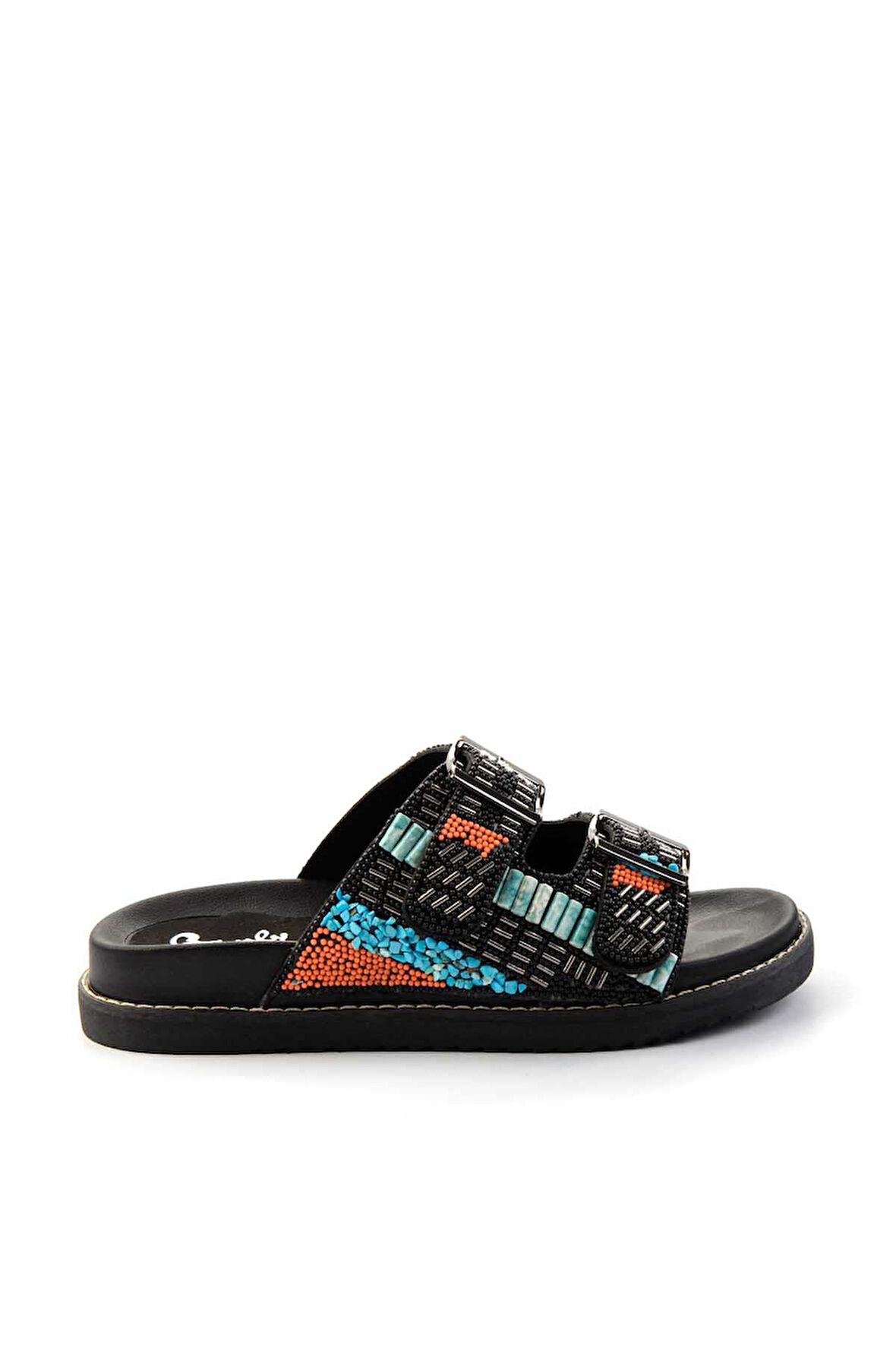 Siyah Çok Renkli  Kadın Terlik K04678200087