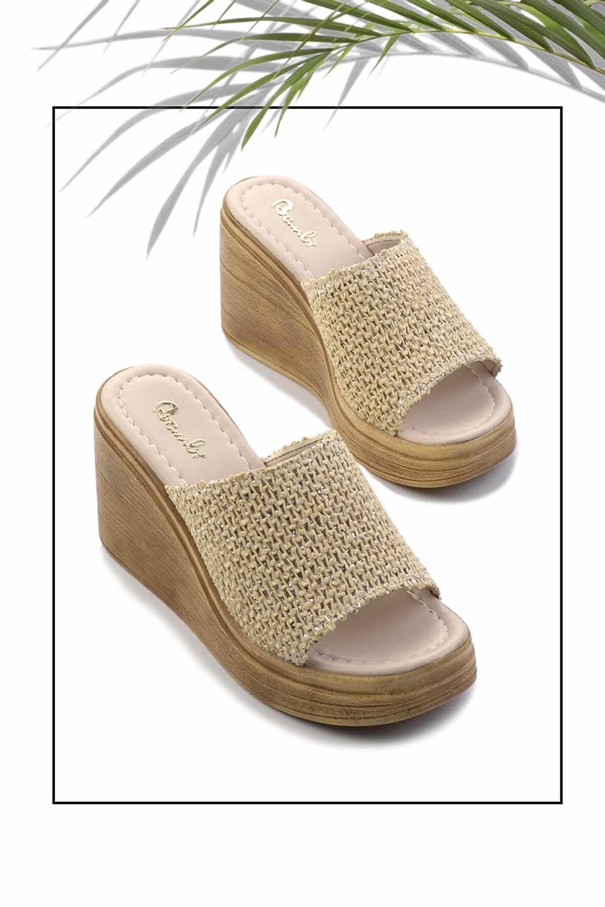 Bej Hasır  Kadın Terlik K04823005328