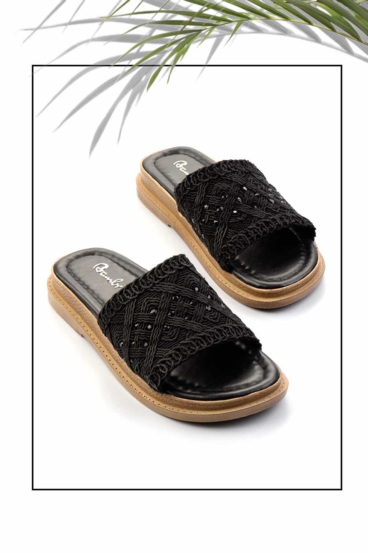 Siyah Örgü  Kadın Terlik K04823302816