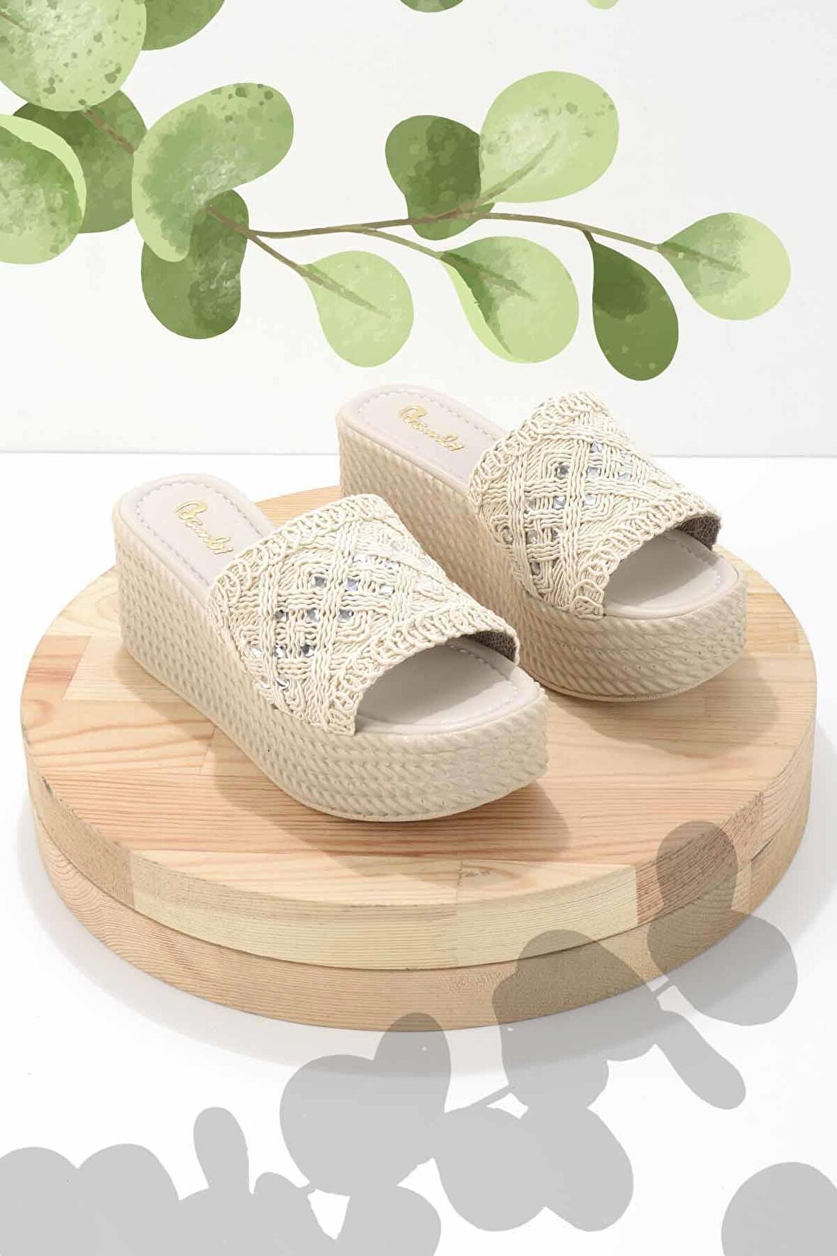 Bej Örgü  Kadın Terlik K04823071116