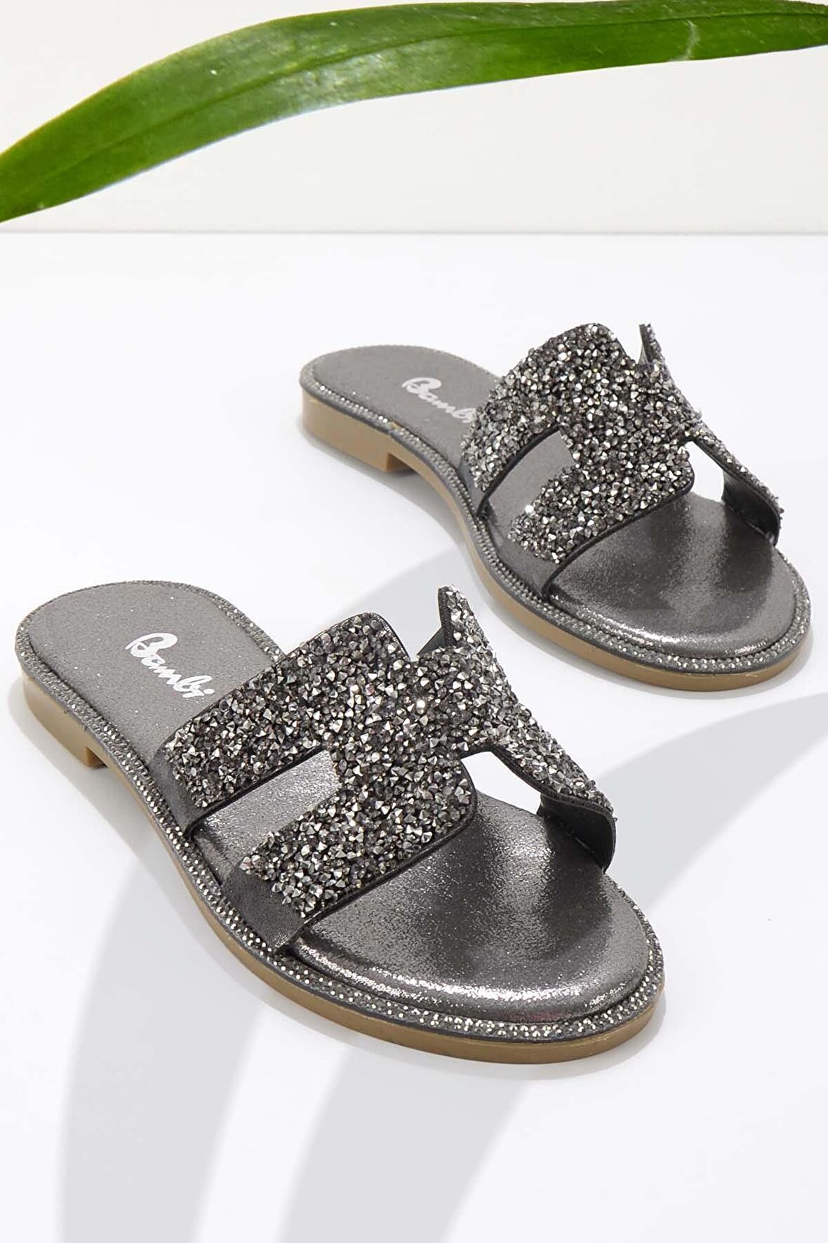 Bambi Antrasit Tasli  Kadın Terlik K04913026287