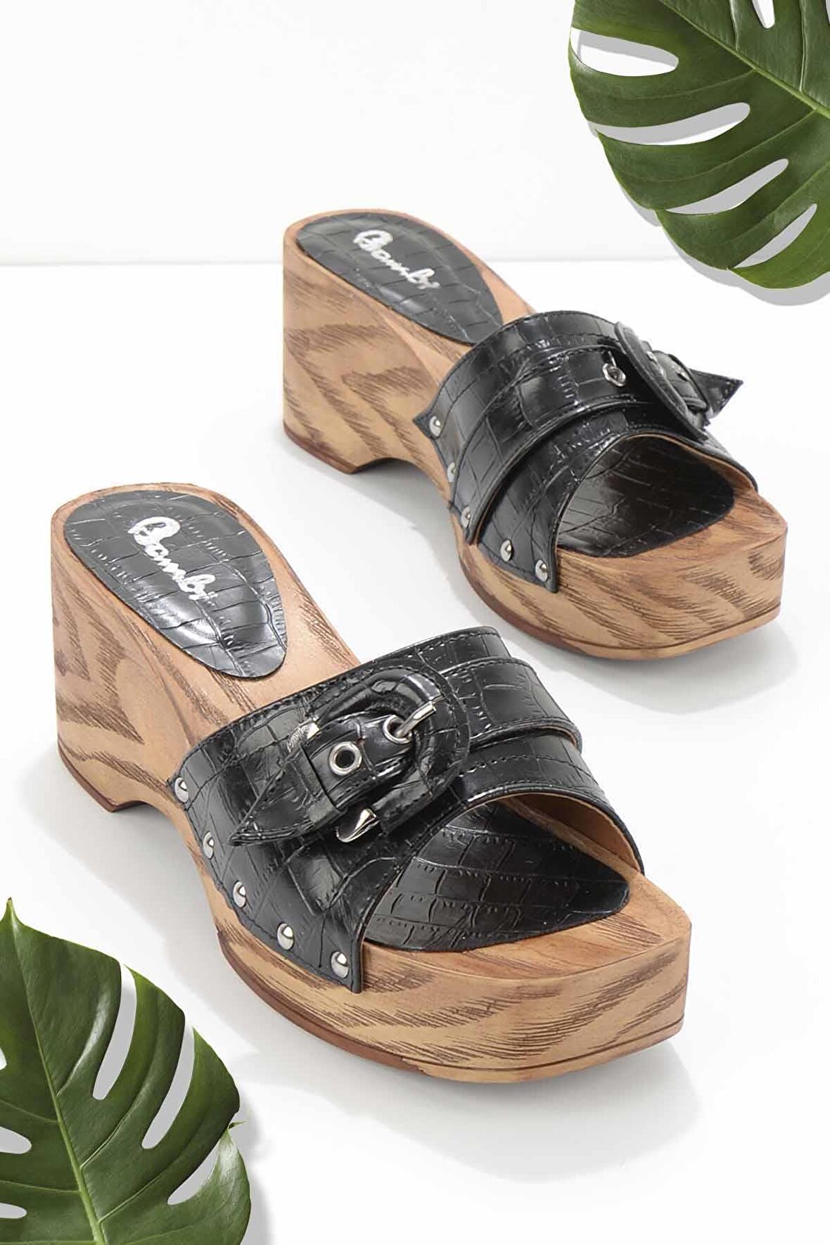 Bambi Siyah Kroko  Kadın Terlik K04936520011