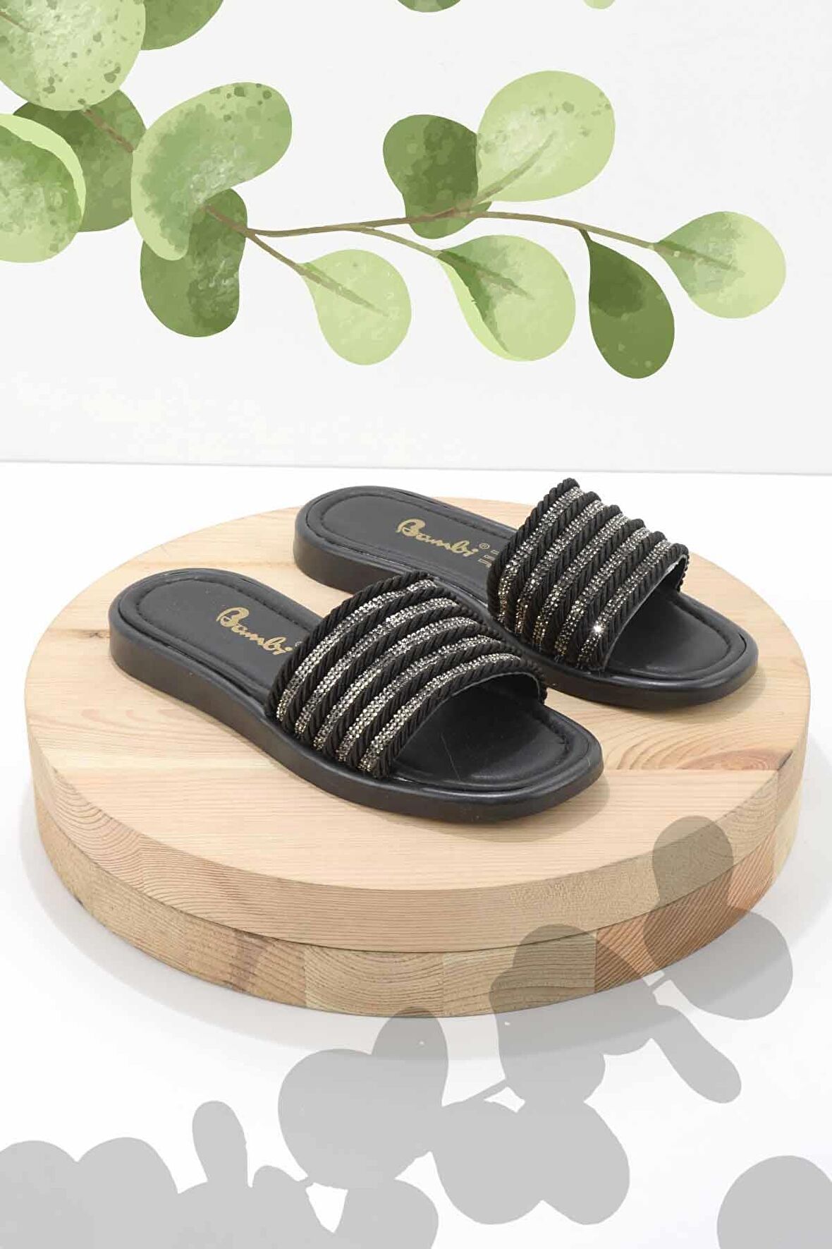 Siyah Örgü  Kadın Terlik K04956750416