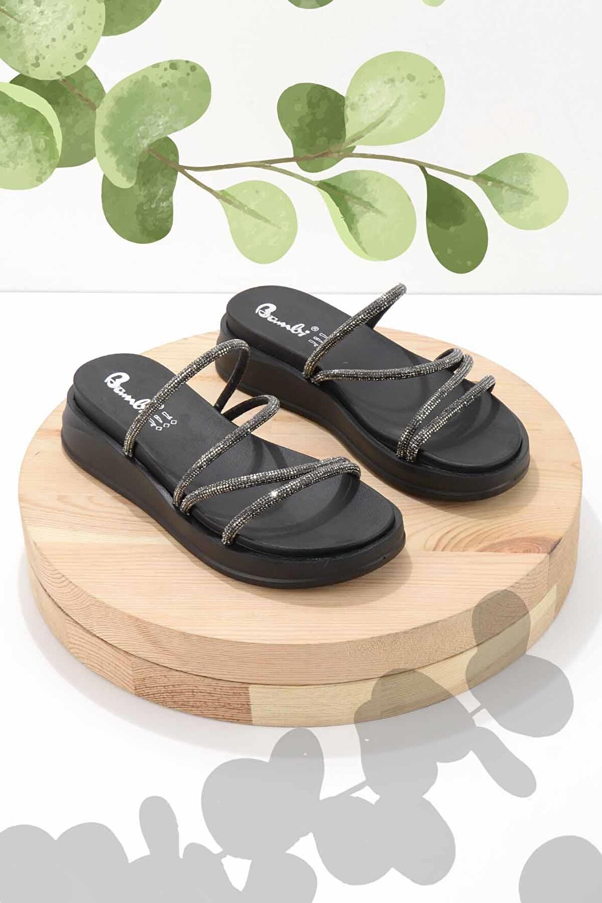 Platin Taşlı  Kadın Terlik K04956401587