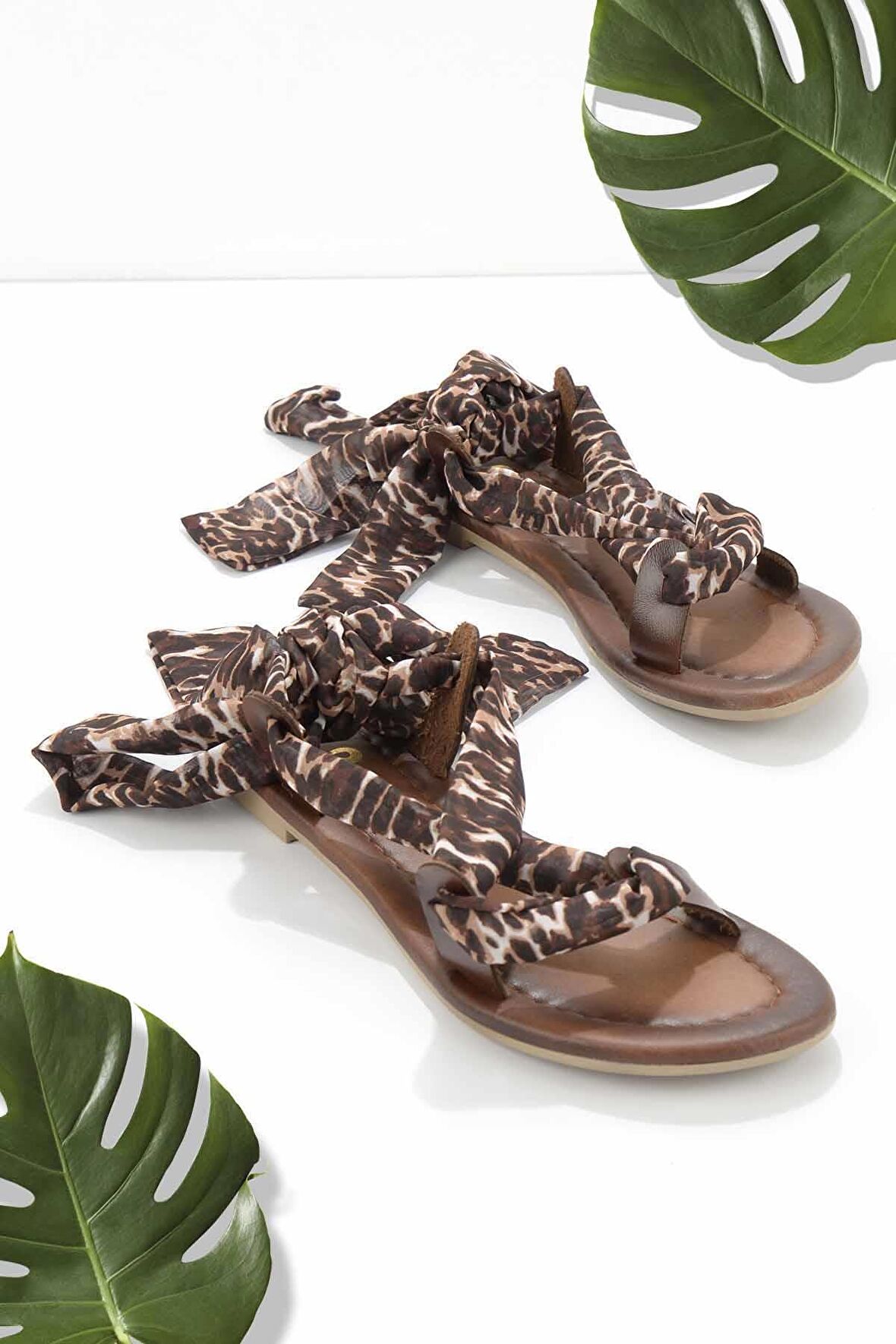 Bambi Kahve Leopar  Kadın Sandalet K05149004003