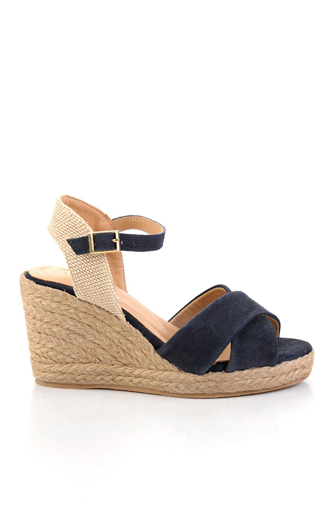 Lacivert Hakiki Deri Kadın Sandalet K05718070702