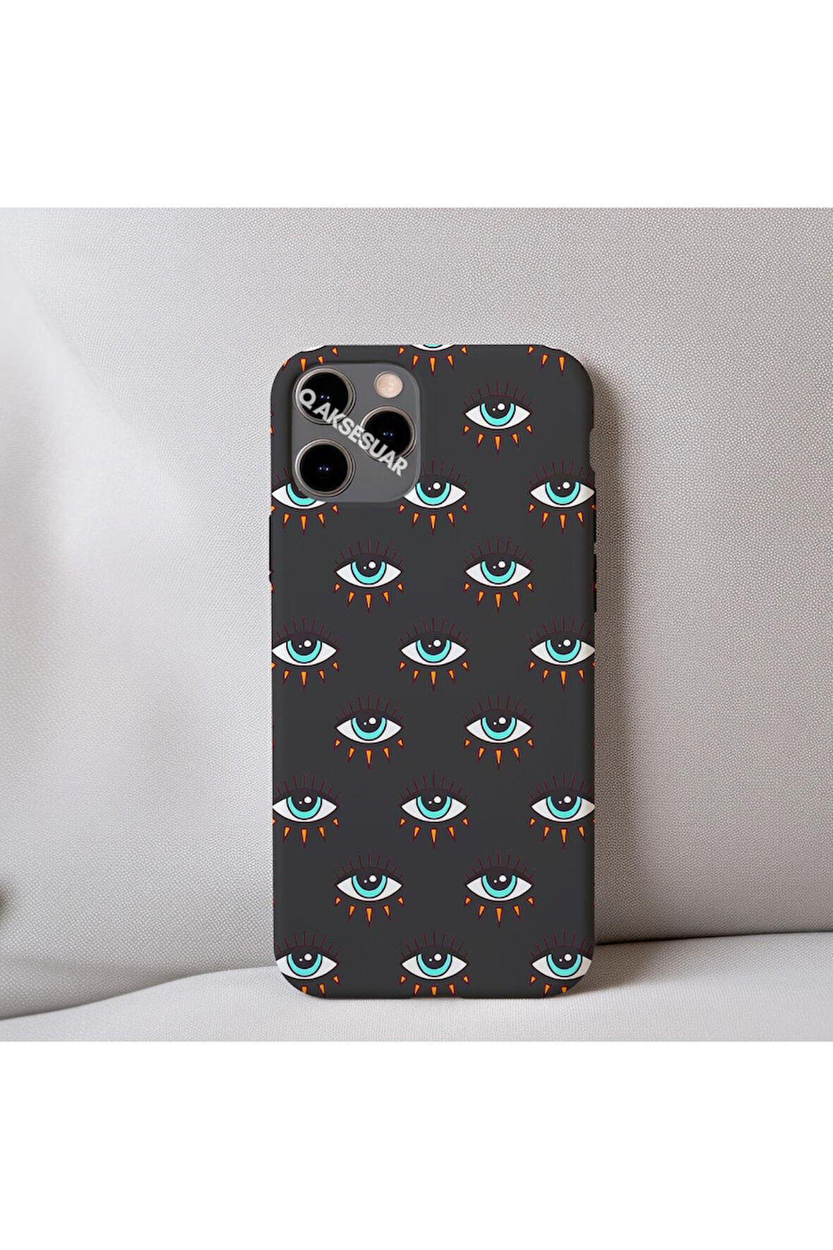 İphone X Uyumlu İçi Kadife Göz Desenli Telefon Kılıfı