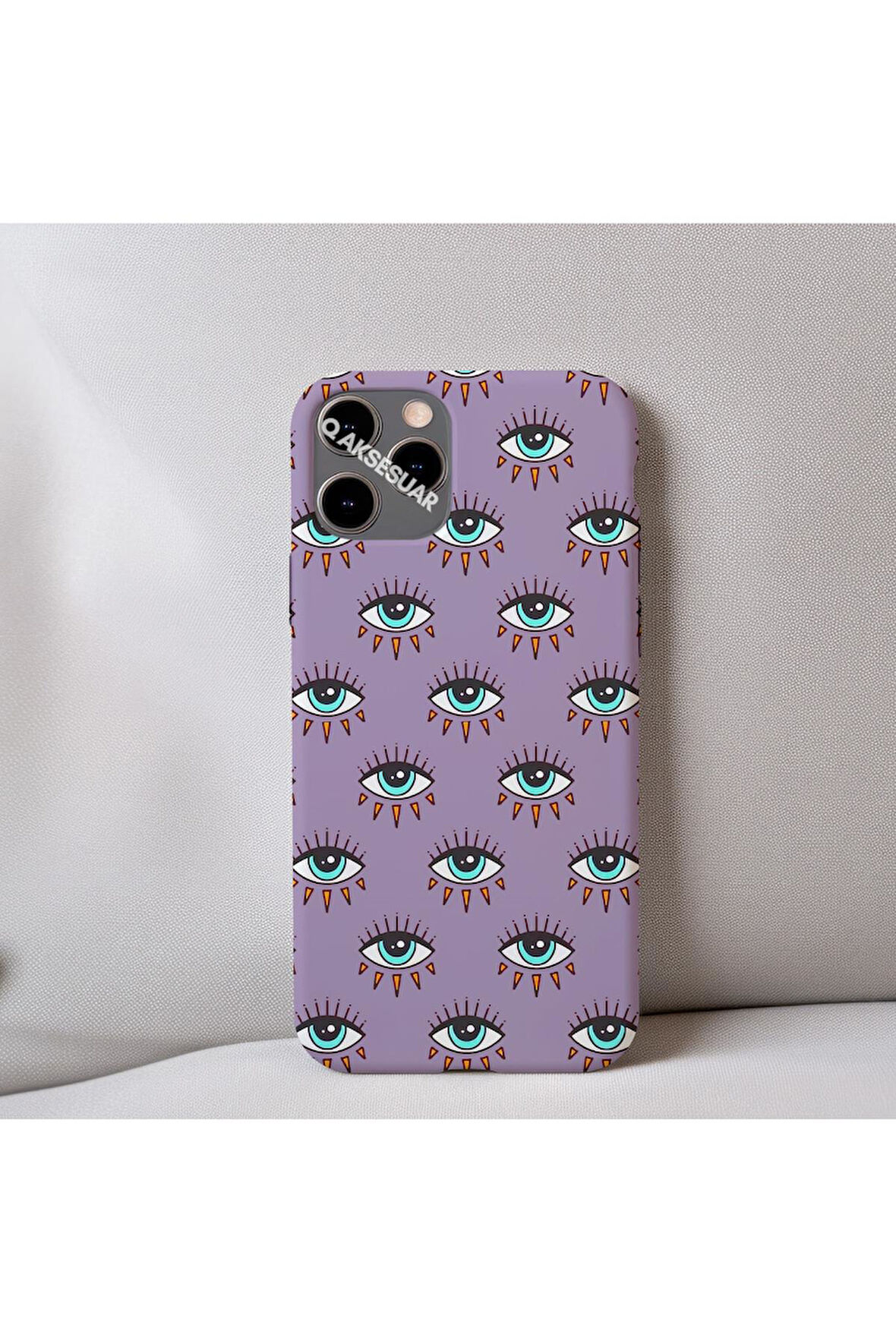 İphone 11 Uyumlu İçi Kadife Göz Desenli Telefon Kılıfı