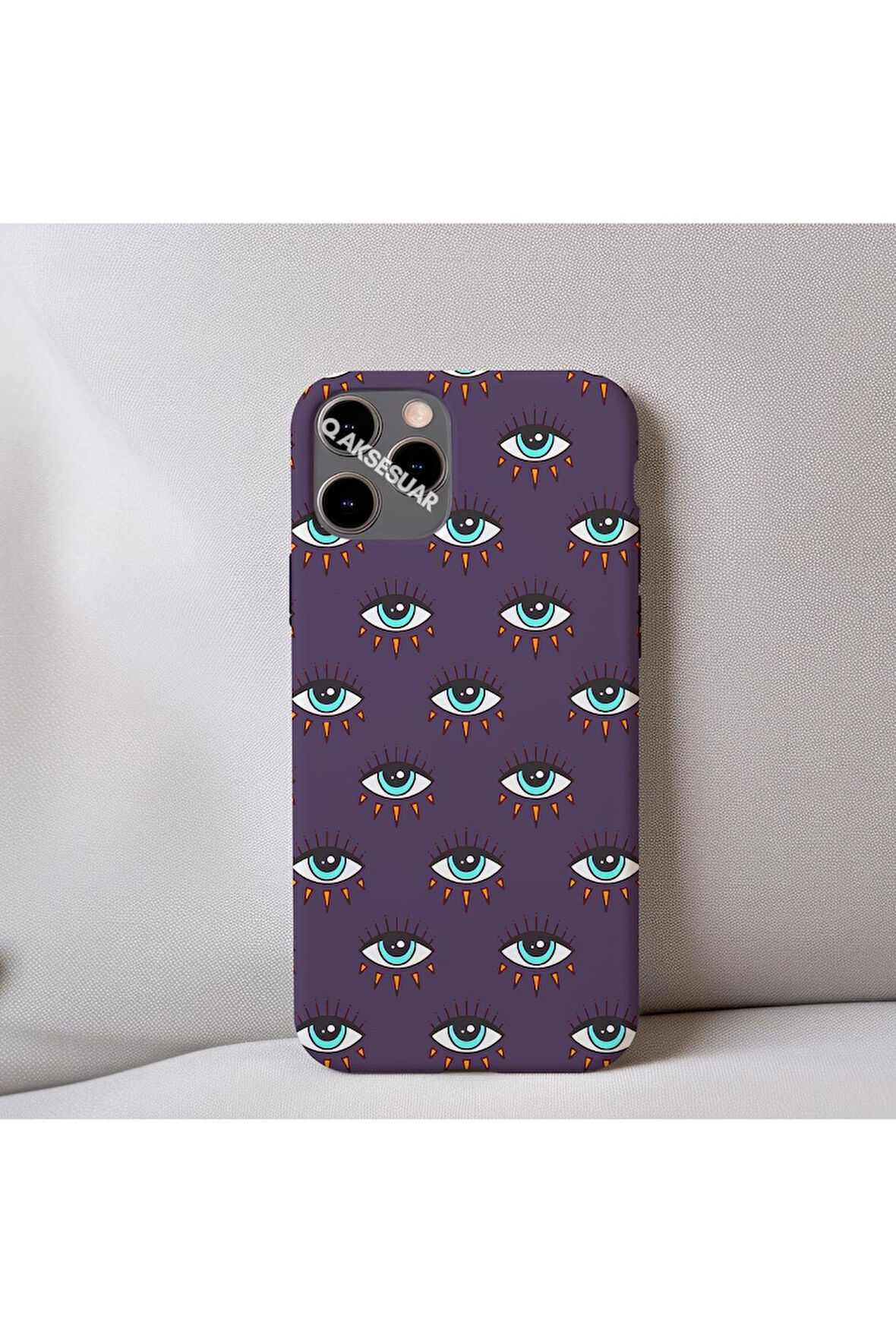 İphone 11 Pro Uyumlu İçi Kadife Göz Desenli Telefon Kılıfı