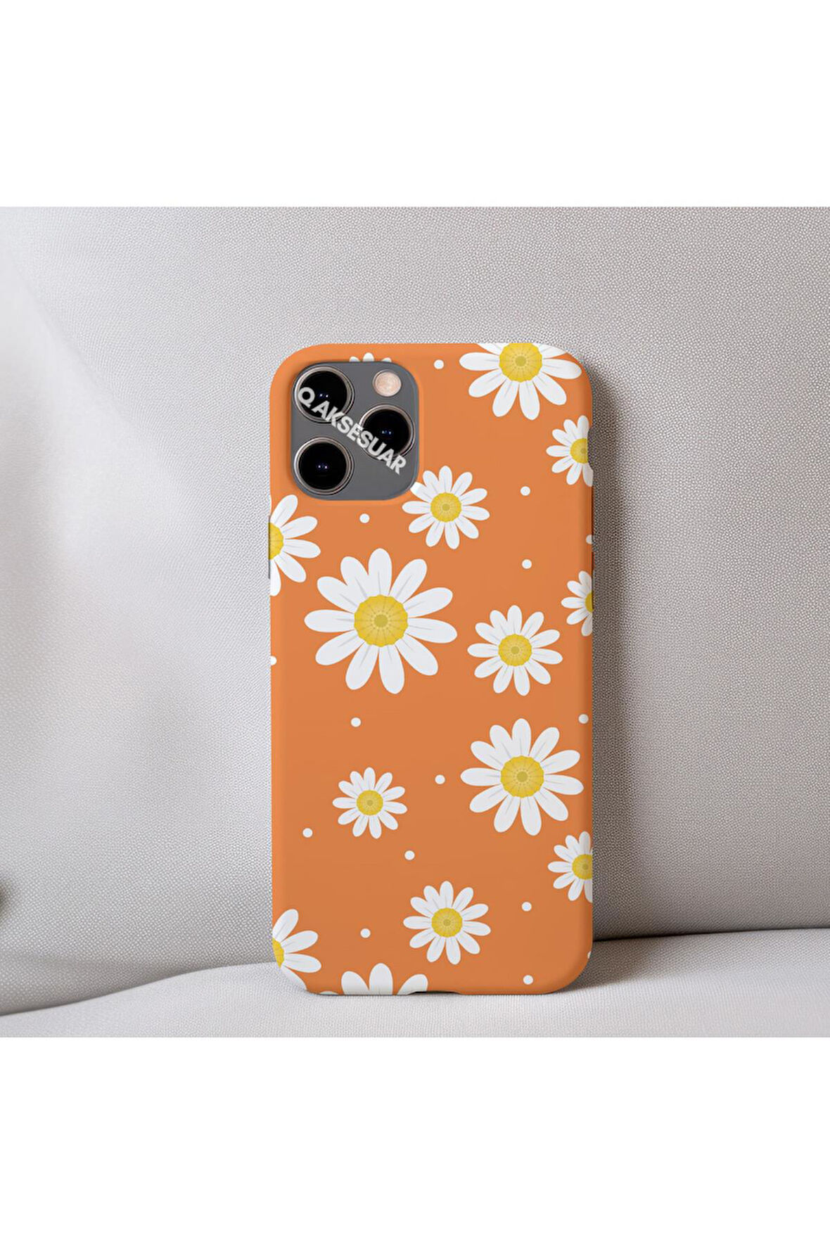 İphone SE 3.Nesil (2022) Uyumlu Papatya Desenli İçi Kadife Silikon Tasarım Telefon Kılıfı Kapak