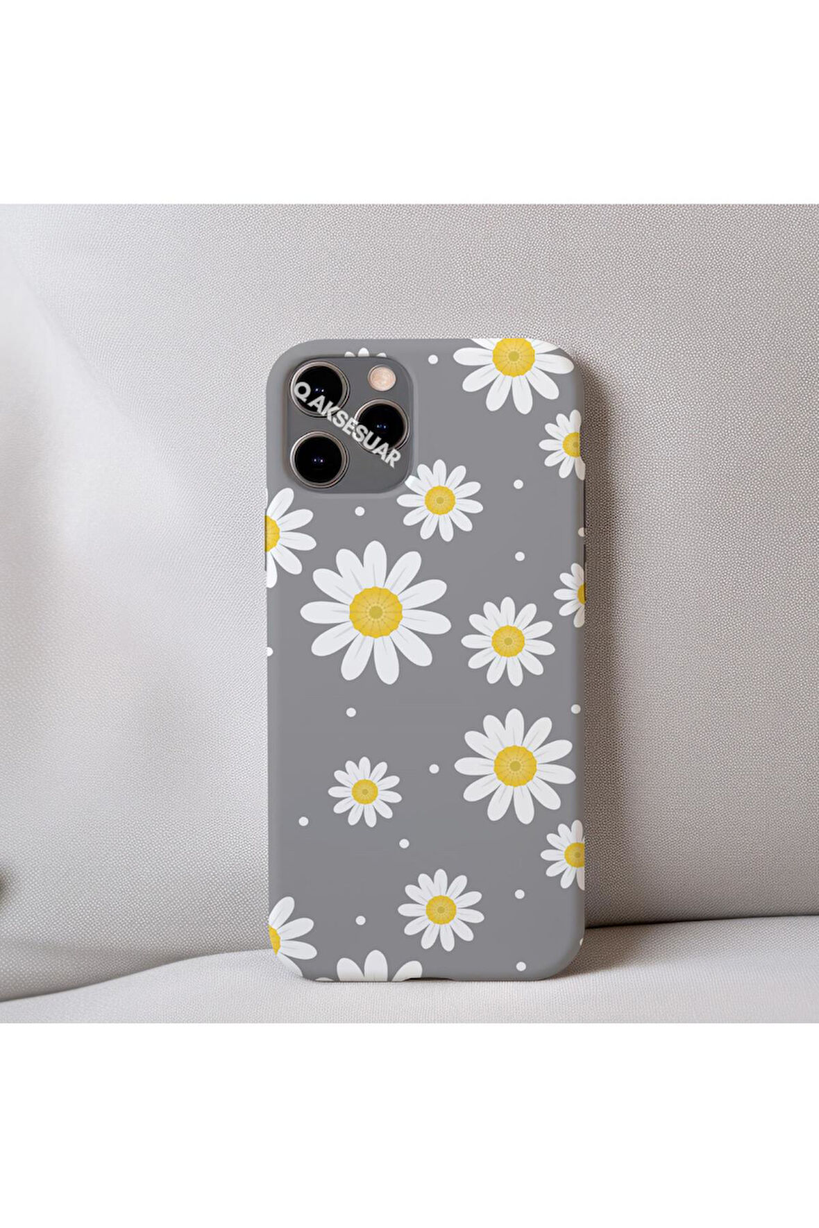 İphone XS Uyumlu Papatya Desenli İçi Kadife Silikon Tasarım Telefon Kılıfı Kapak