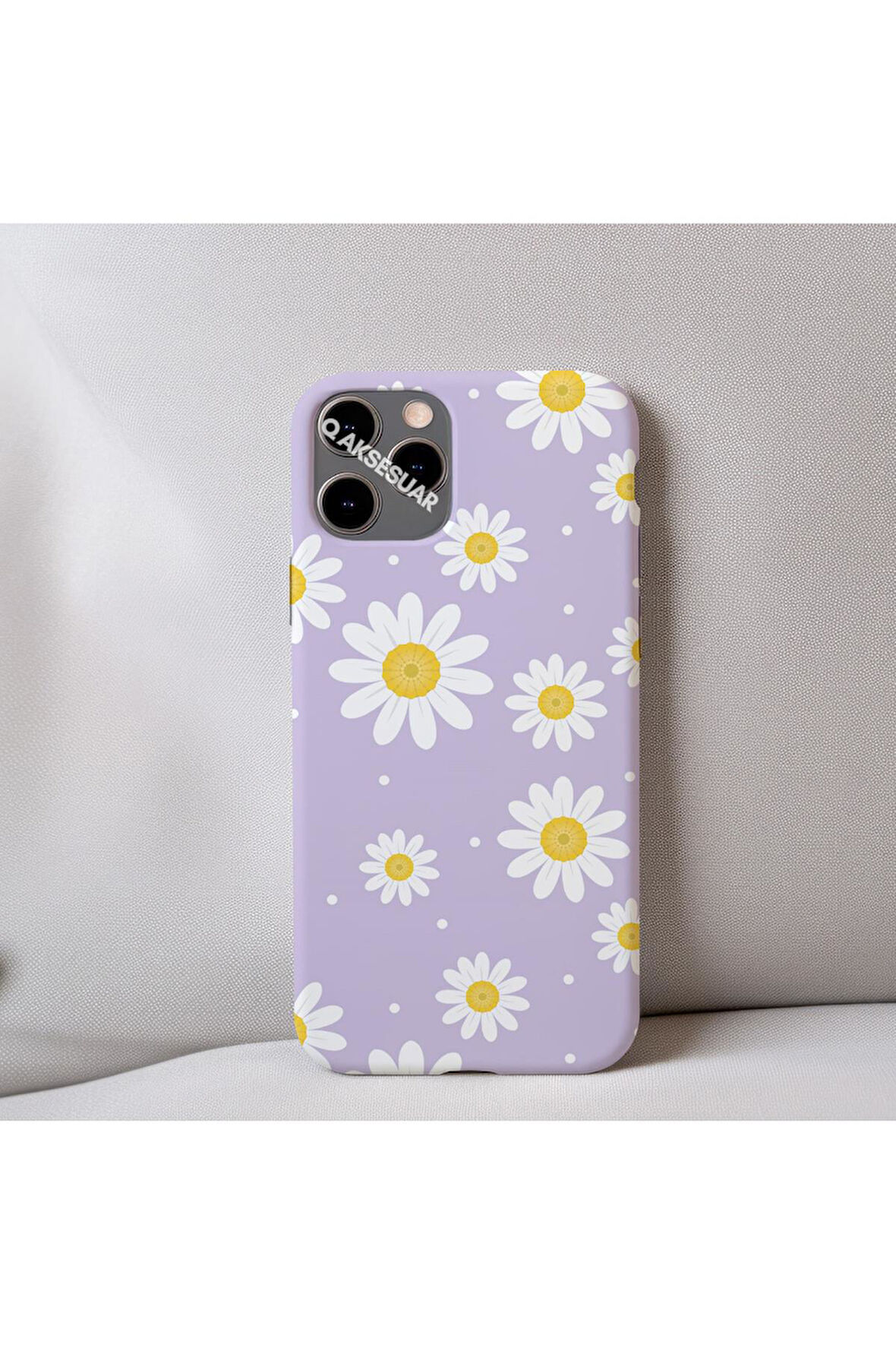 İphone XS Max Uyumlu Papatya Desenli İçi Kadife Silikon Tasarım Telefon Kılıfı Kapak