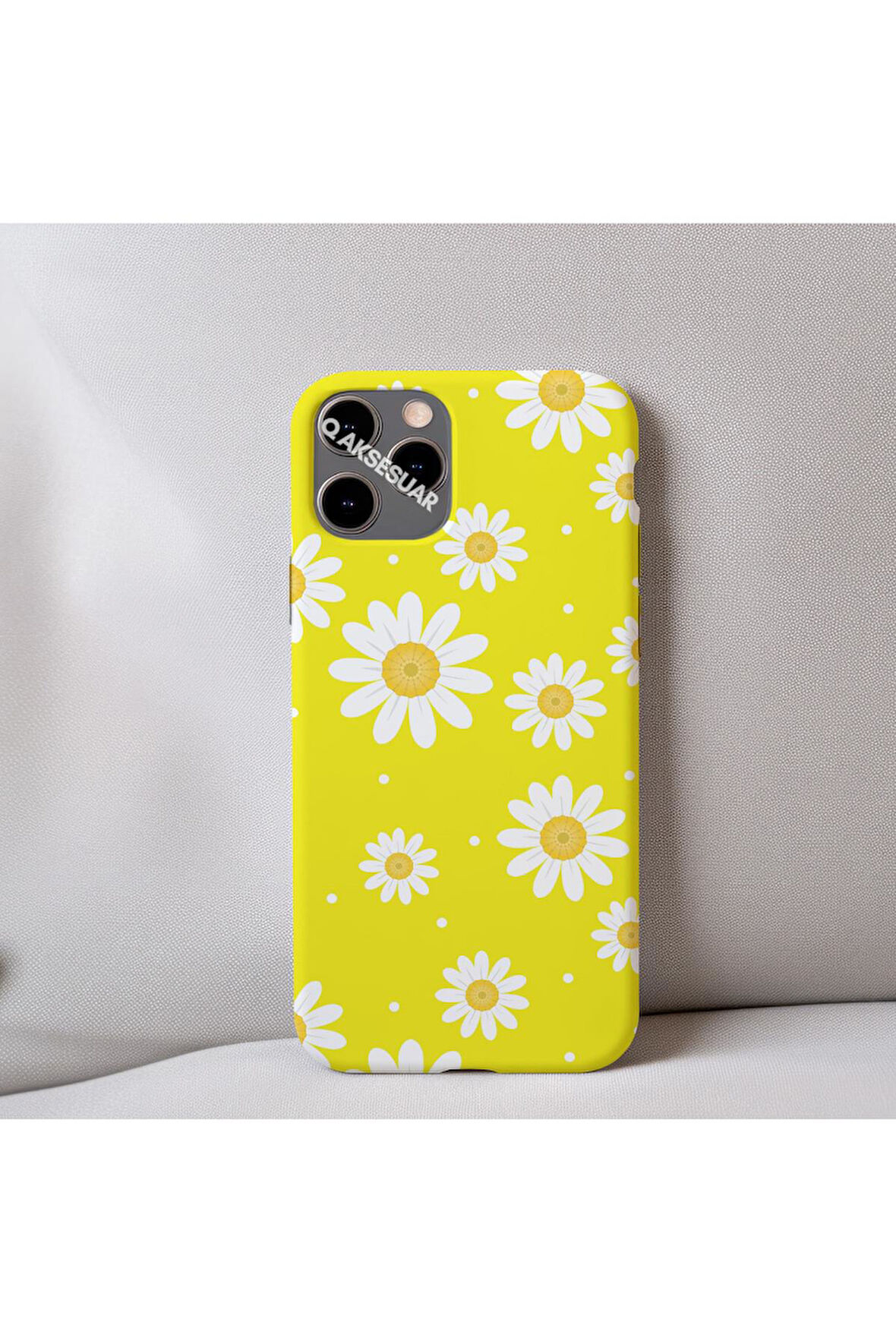 İphone XS Max Uyumlu Papatya Desenli İçi Kadife Silikon Tasarım Telefon Kılıfı Kapak