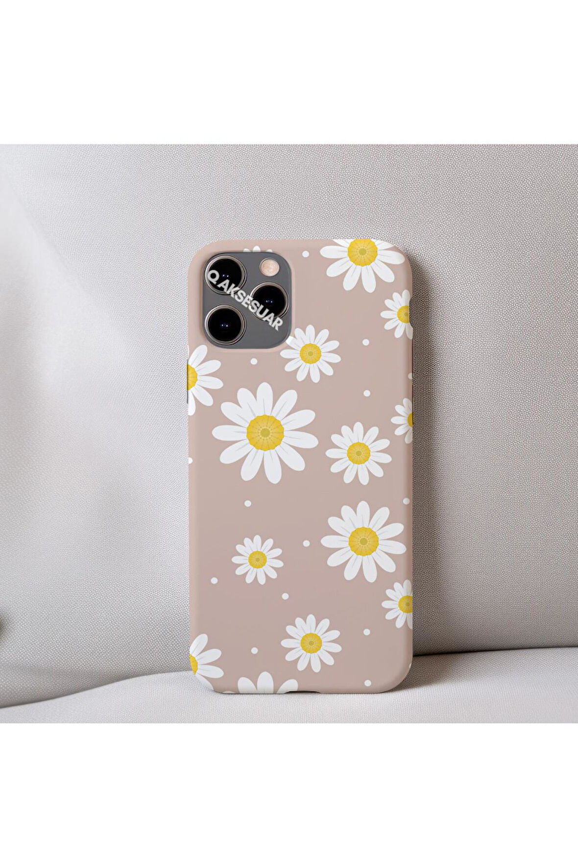 İphone 12 Pro Uyumlu Papatya Desenli İçi Kadife Silikon Tasarım Telefon Kılıfı Kapak