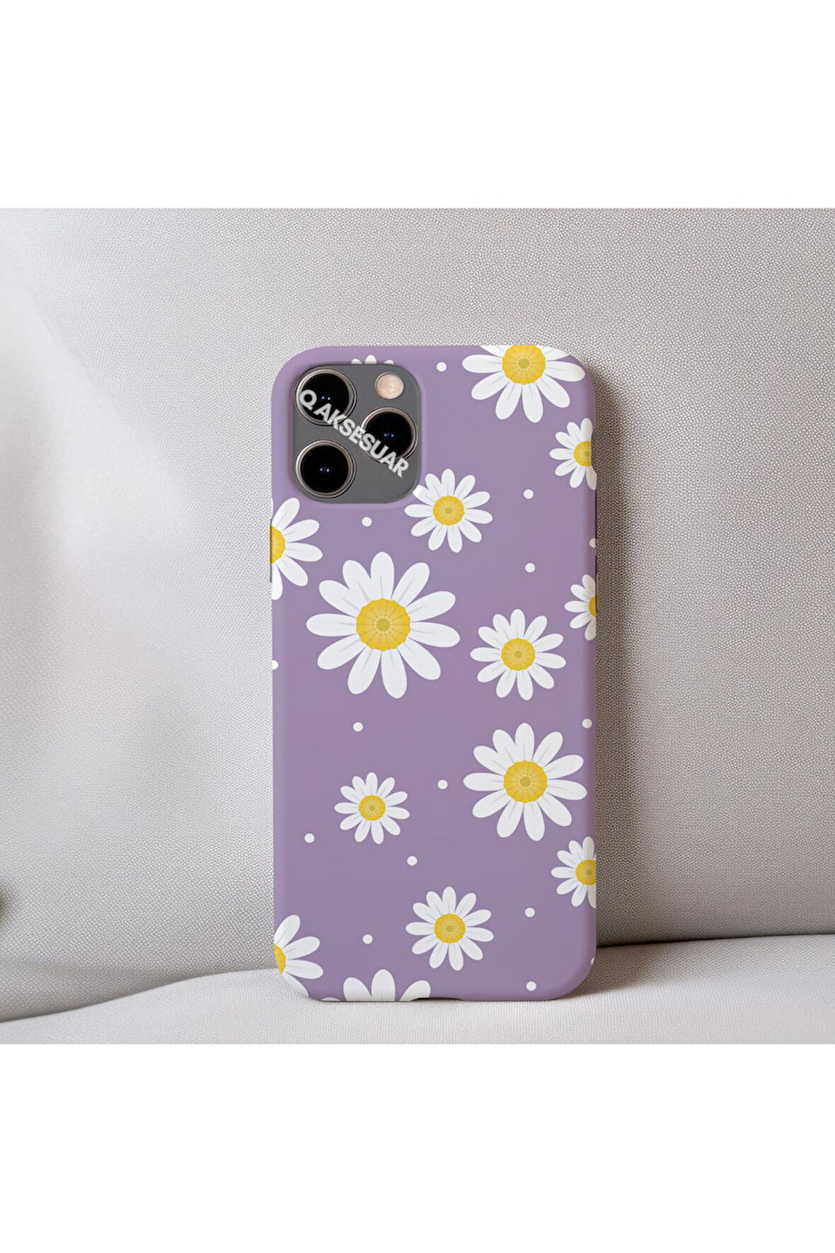 İphone 13 Pro Uyumlu Papatya Desenli İçi Kadife Silikon Tasarım Telefon Kılıfı Kapak