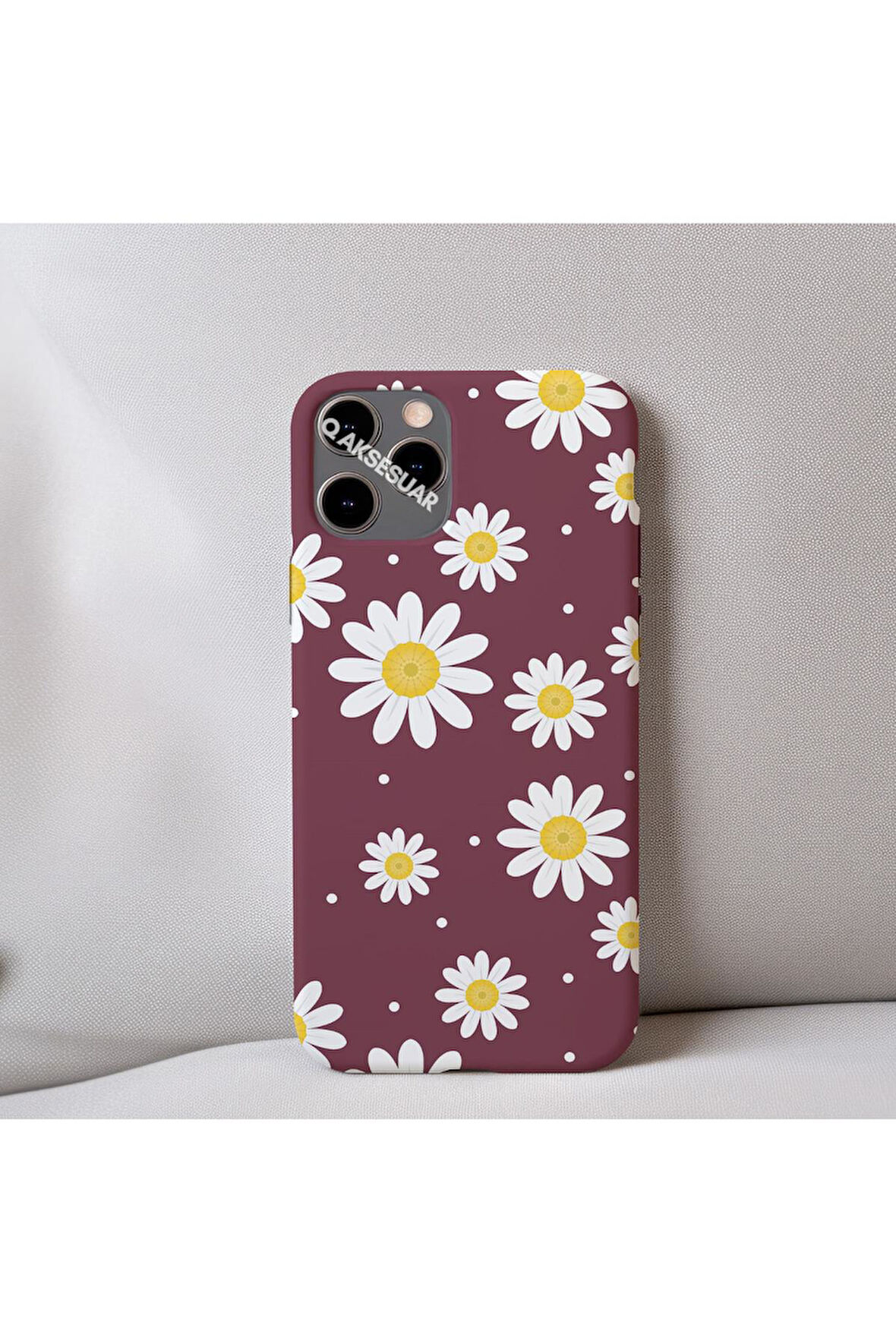 İphone 14 Plus Uyumlu Papatya Desenli İçi Kadife Silikon Tasarım Telefon Kılıfı Kapak