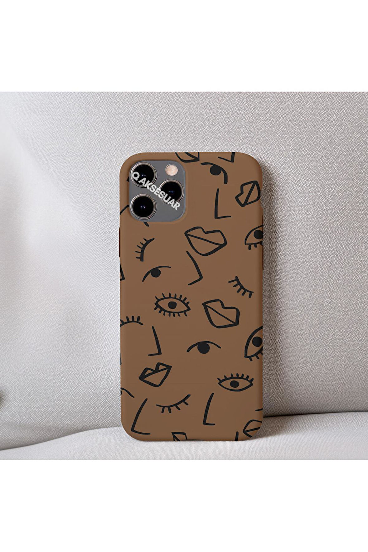 İphone 8 Plus Uyumlu İçi Kadife Dudak Desenli Tasarım Telefon Kılıfı