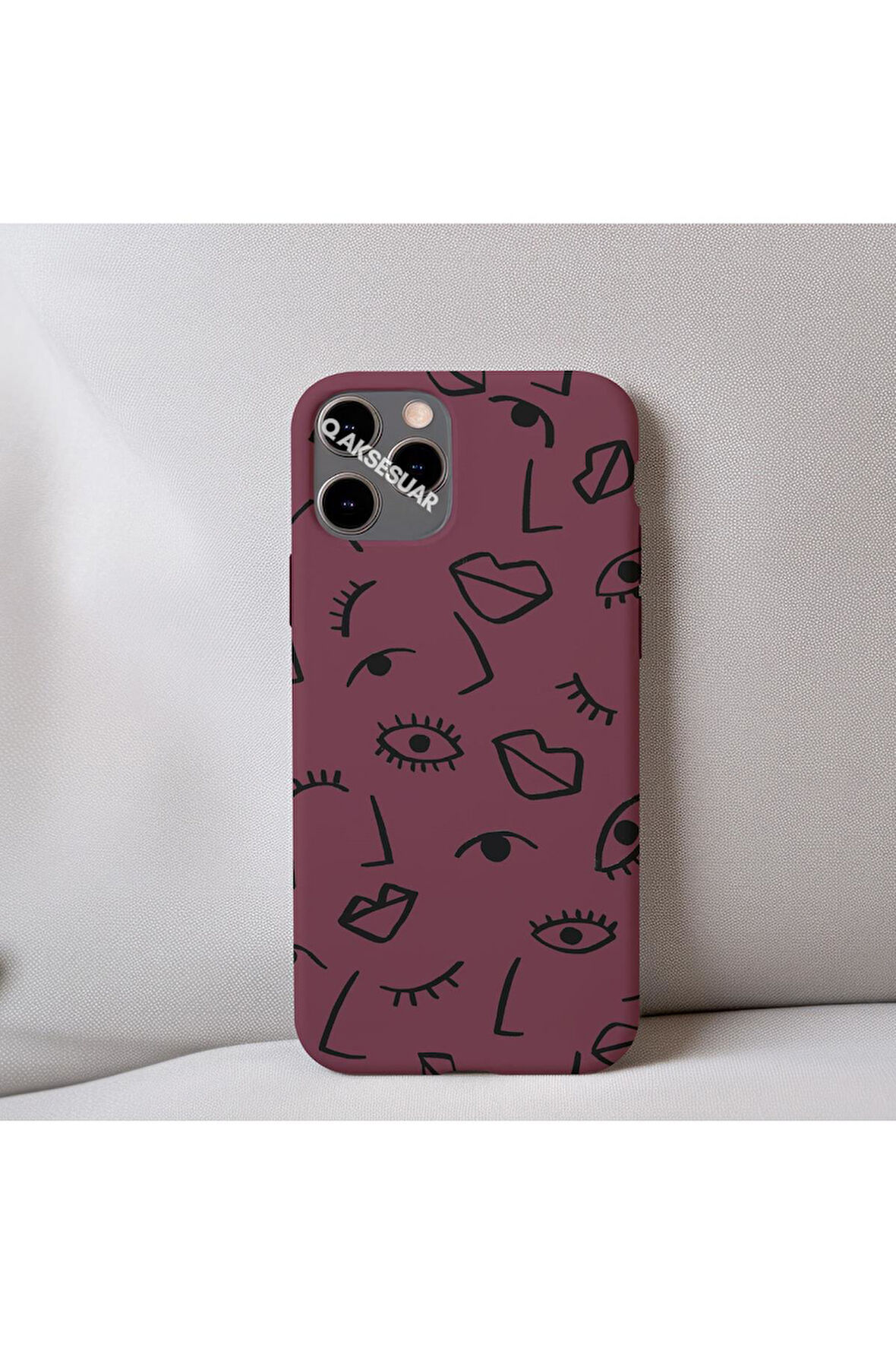 İphone 12 Uyumlu İçi Kadife Dudak Desenli Tasarım Telefon Kılıfı