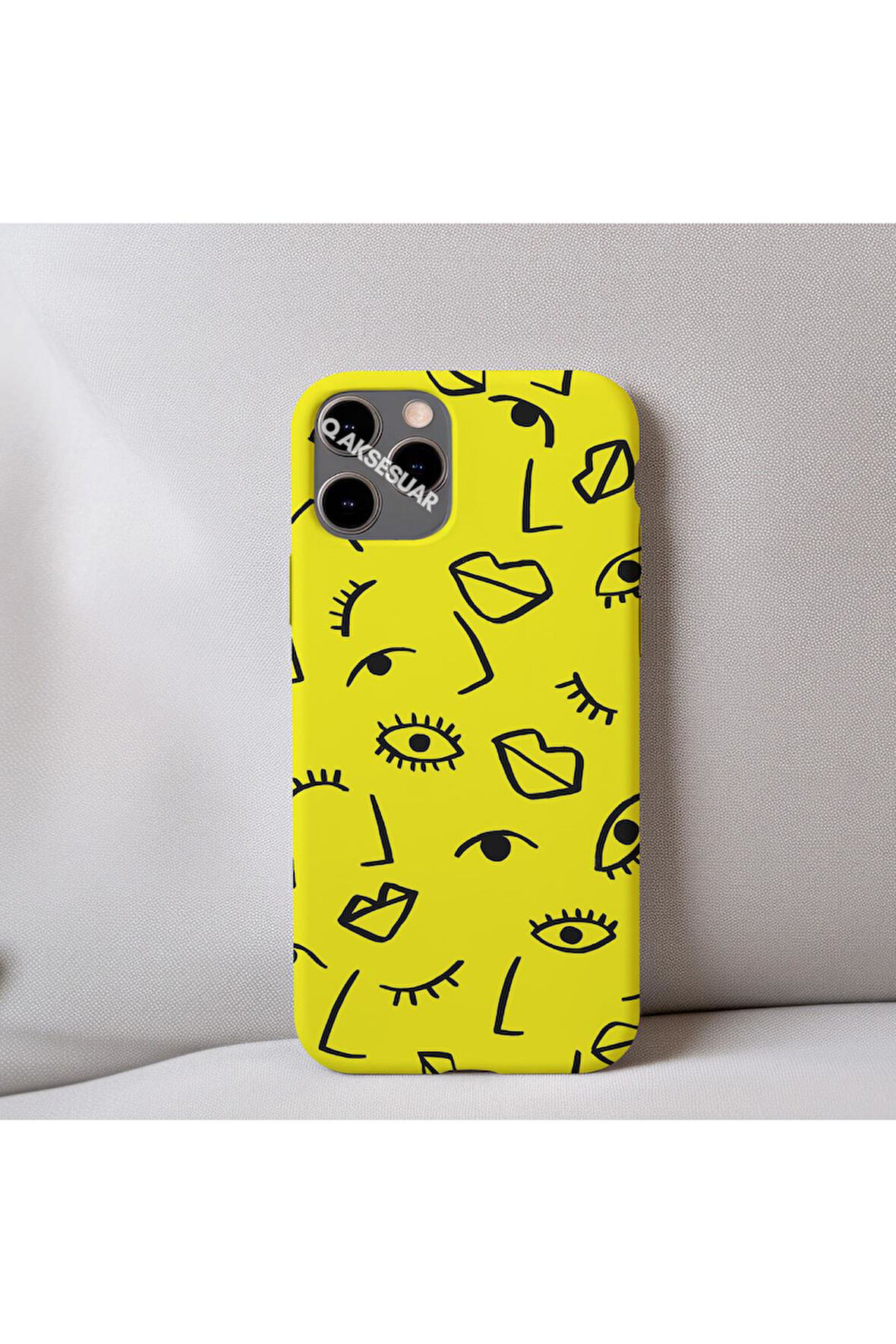 İphone 12 Mini Uyumlu İçi Kadife Dudak Desenli Tasarım Telefon Kılıfı