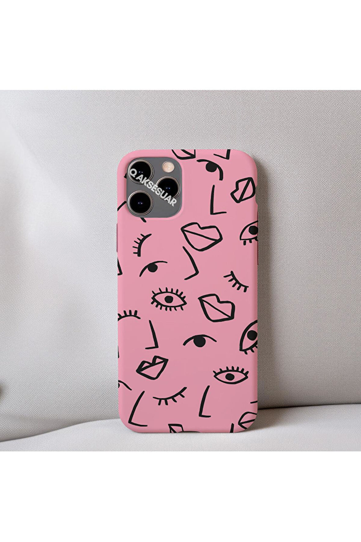 İphone 12 Mini Uyumlu İçi Kadife Dudak Desenli Tasarım Telefon Kılıfı