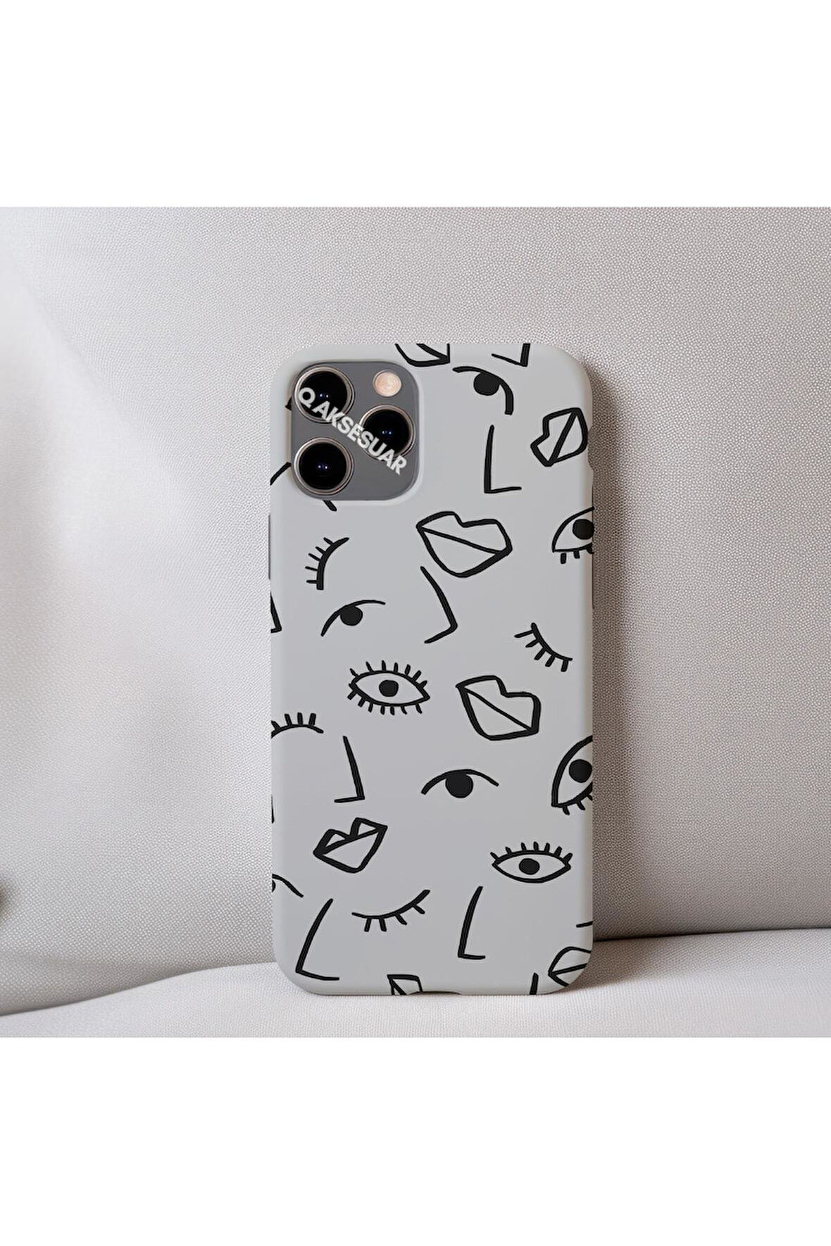 İphone 15 Uyumlu İçi Kadife Dudak Desenli Tasarım Telefon Kılıfı