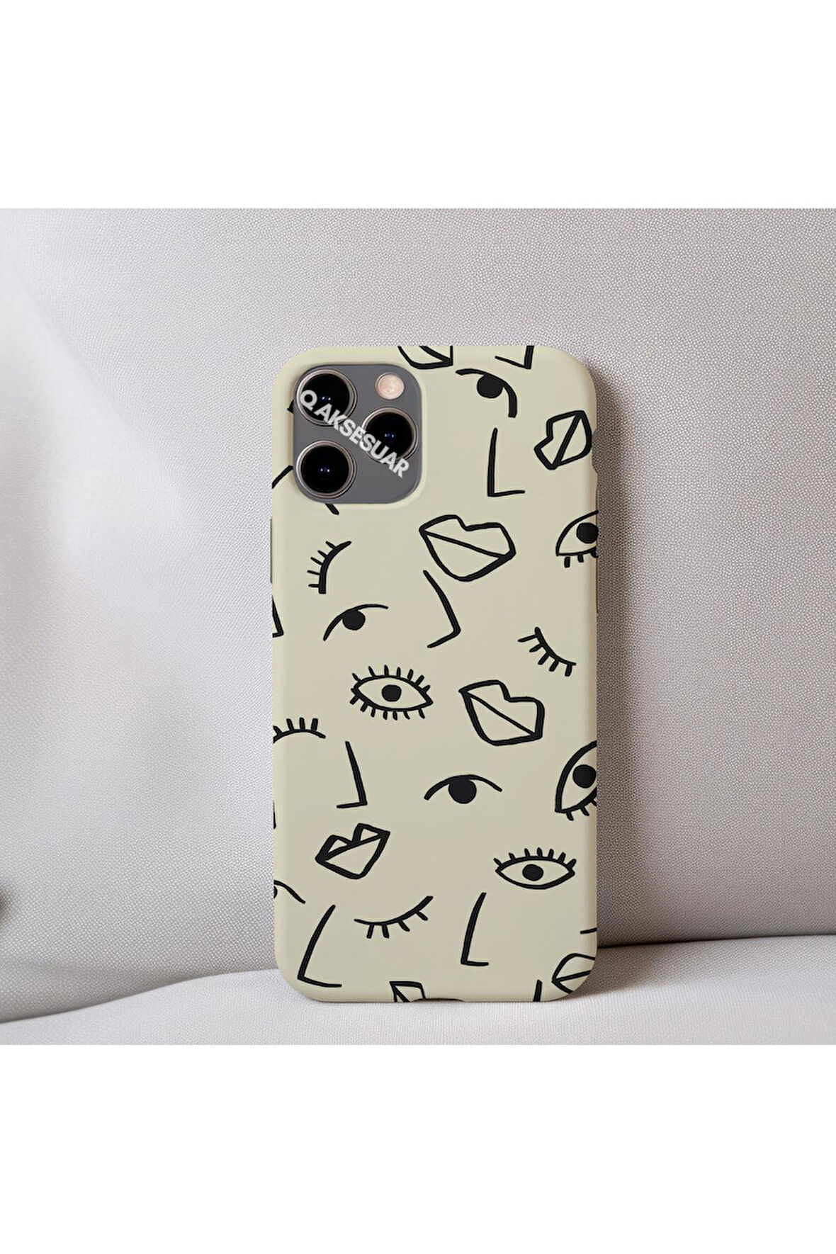 İphone 15 Pro Max Uyumlu İçi Kadife Dudak Desenli Tasarım Telefon Kılıfı