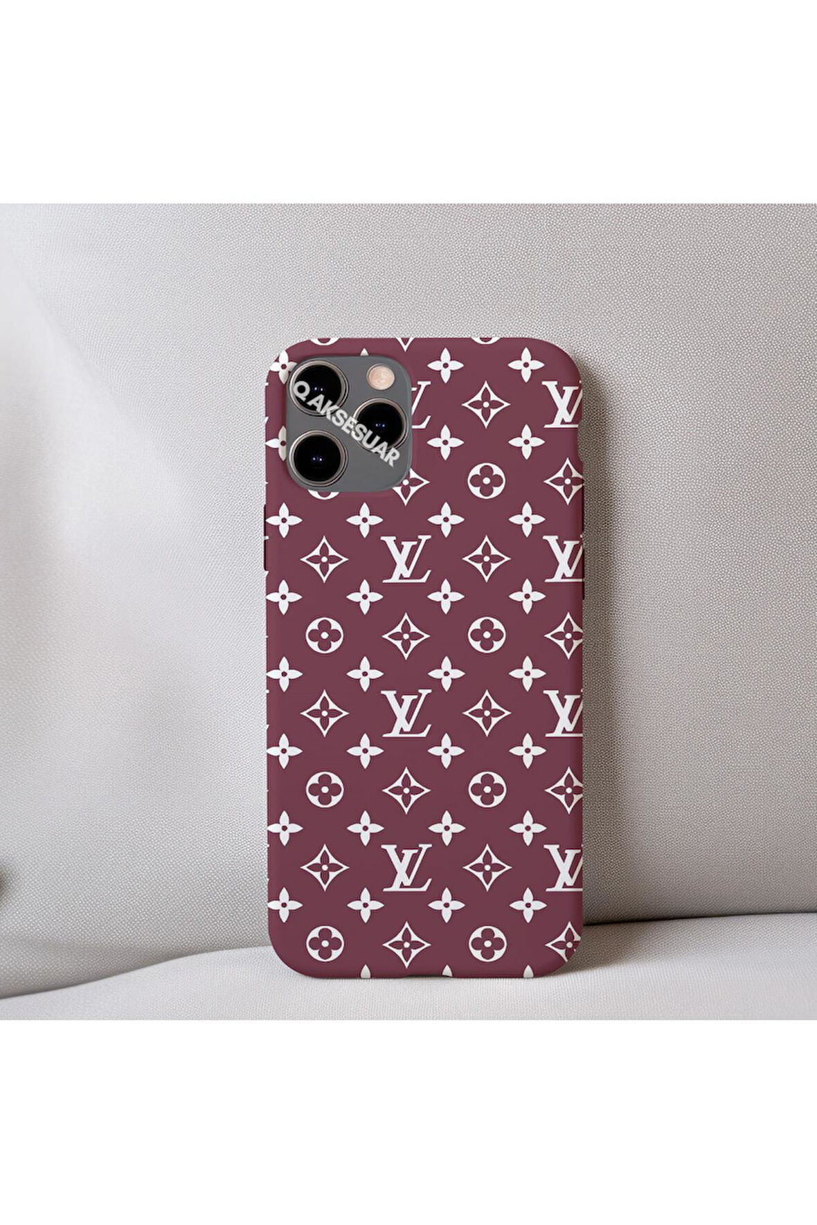 İphone 6 Plus Uyumlu İçi Kadife LV Desenli Tasarım Telefon Kılıfı