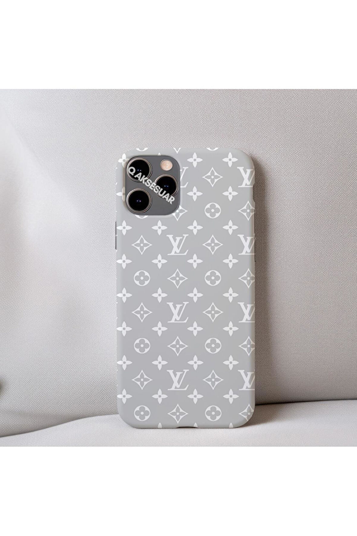 İphone 8 Plus Uyumlu İçi Kadife LV Desenli Tasarım Telefon Kılıfı