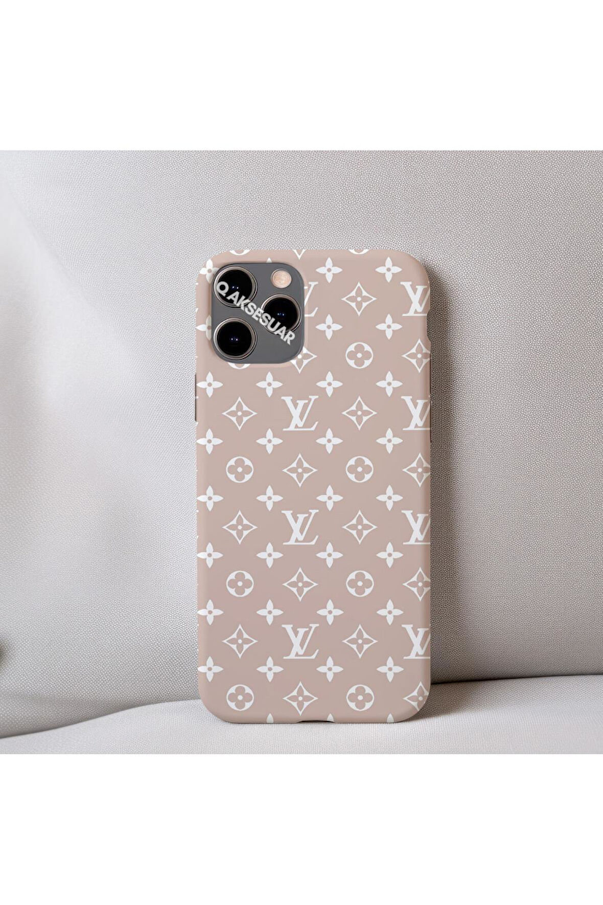 İphone 13 Uyumlu İçi Kadife LV Desenli Tasarım Telefon Kılıfı