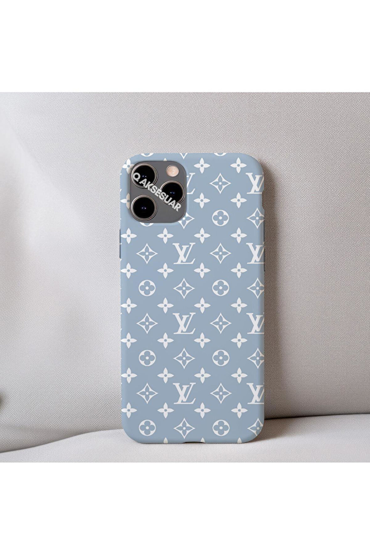 İphone 15 Uyumlu İçi Kadife LV Desenli Tasarım Telefon Kılıfı