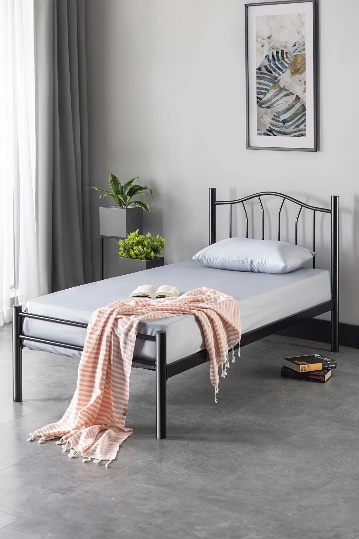 METAL KARYOLA, K25 SİYAH 120X200 METAL KARYOLA