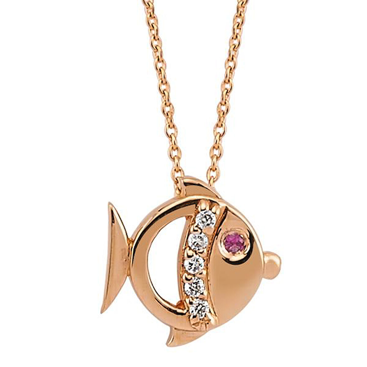 18 Ayar Altın Pırlanta Balık Kolye K47226-2