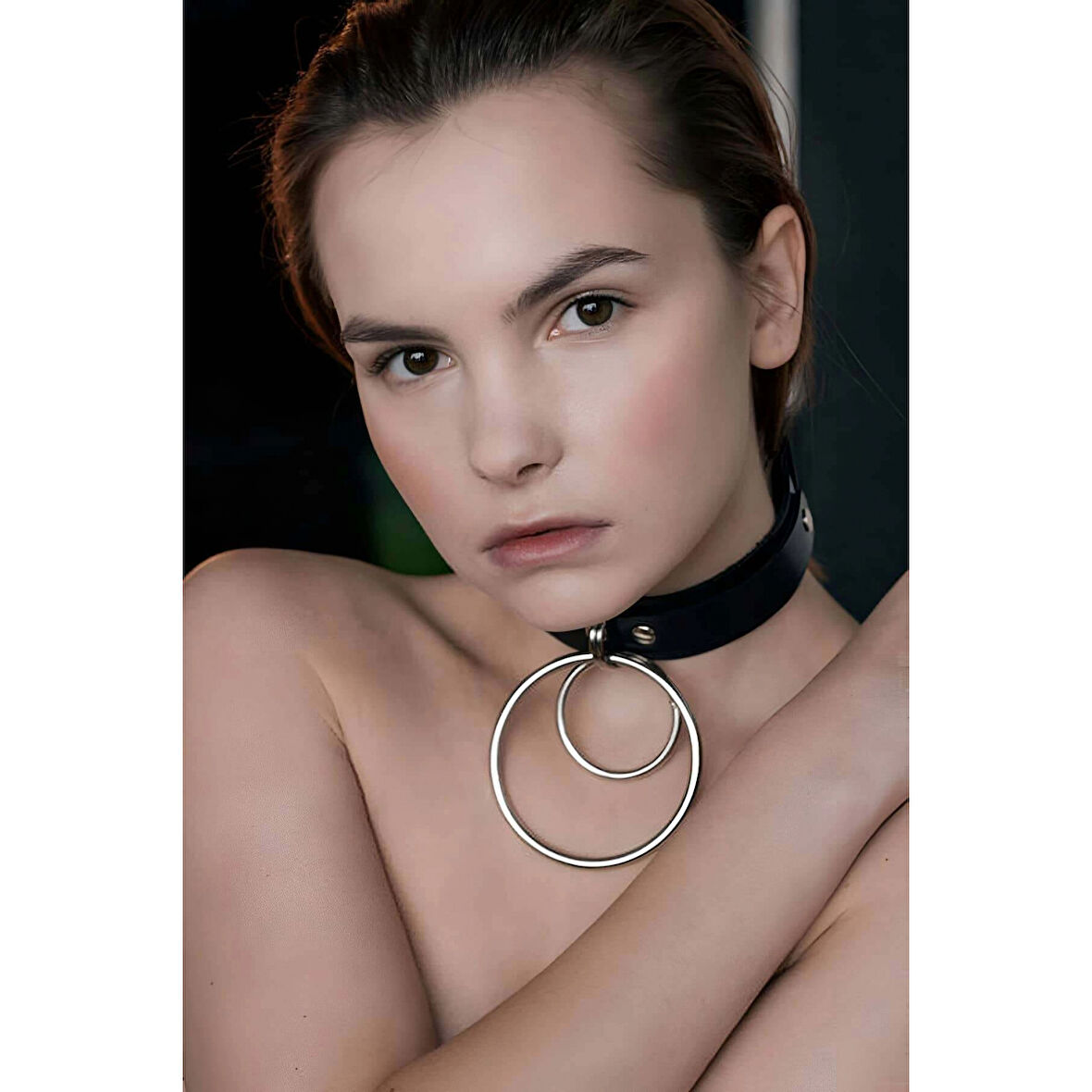 MARSİLYAN- İki Halkalı Fantezi Deri Tasma - APFT264