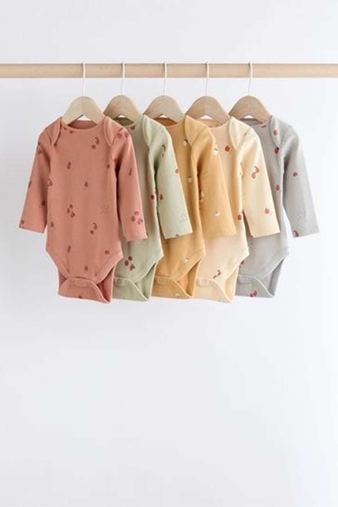 Next Baby % 100 Pamuklu Meyve Desenli Uzun Kollu 5'li Body Zıbın Set