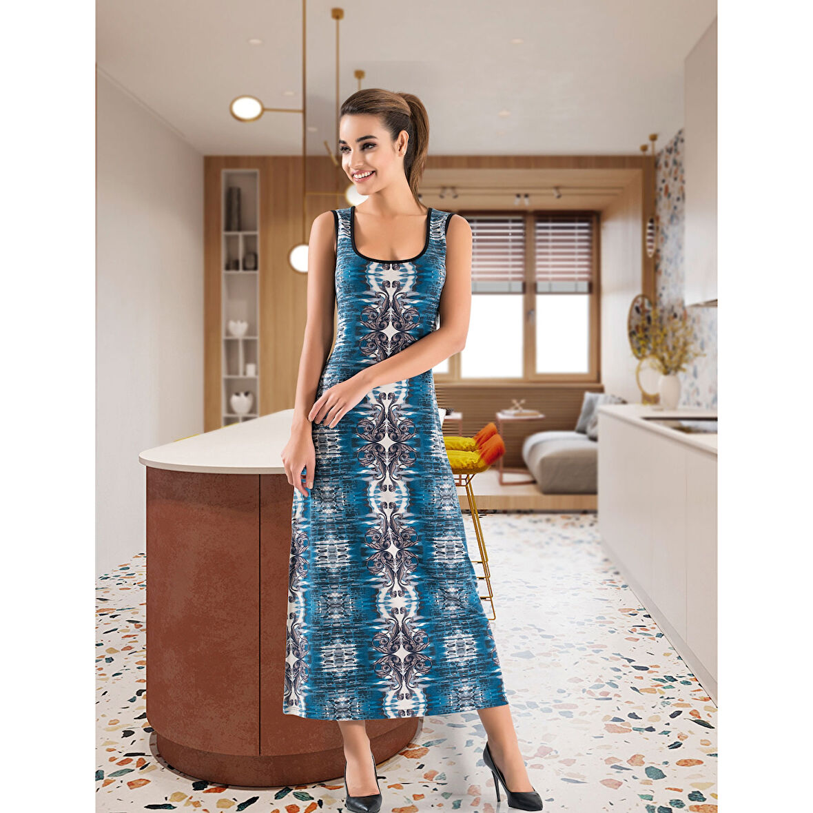 MARSiLYAN- Havuz Yaka Uzun Kadın Elbise 957