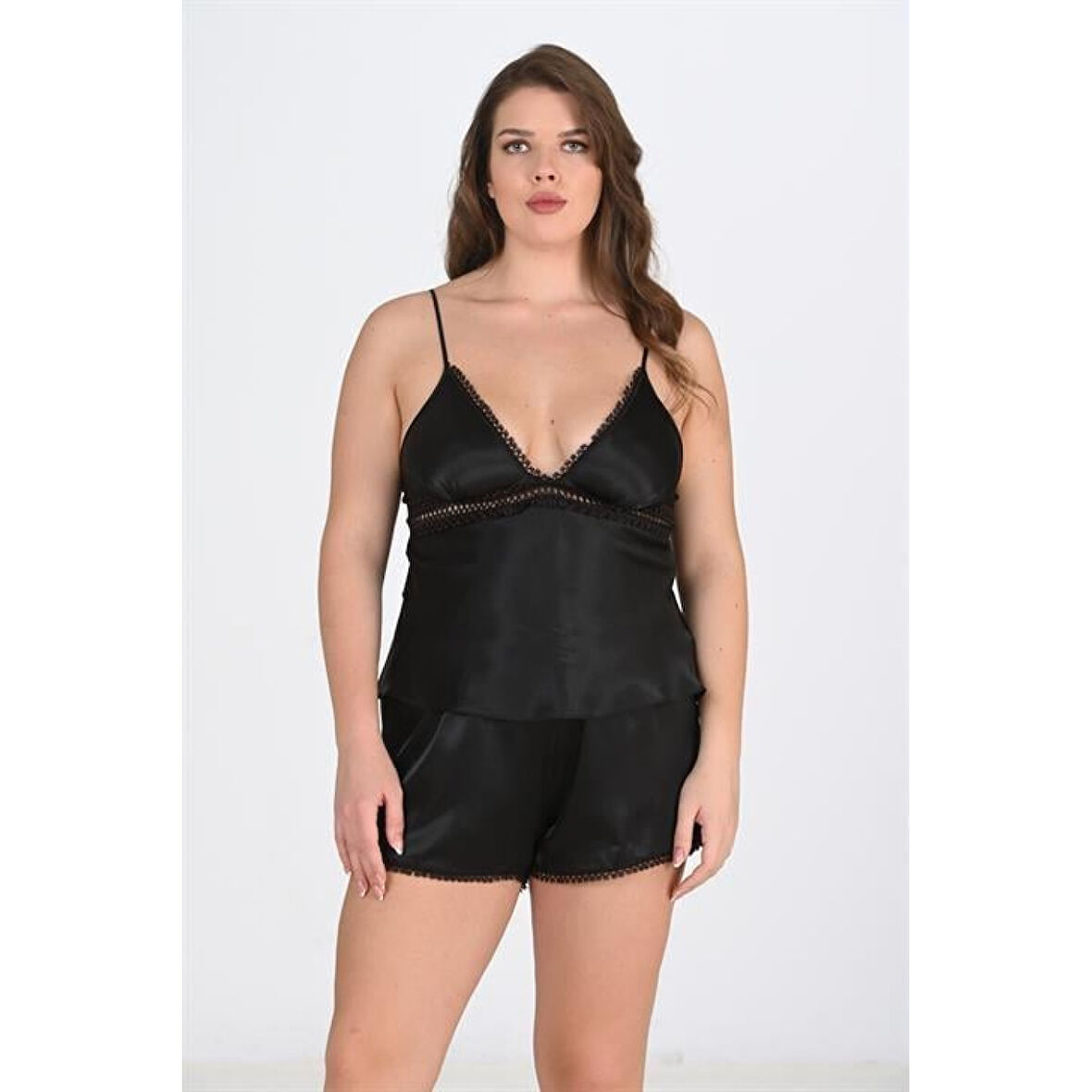 MARSiLYAN- Büyük Beden Siyah Şort Takımı