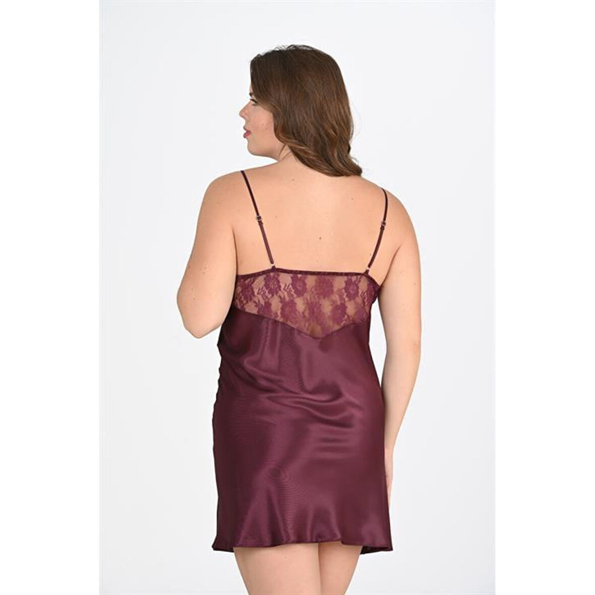 MARSiLYAN- Büyük Beden Mürdüm Gecelik 2108