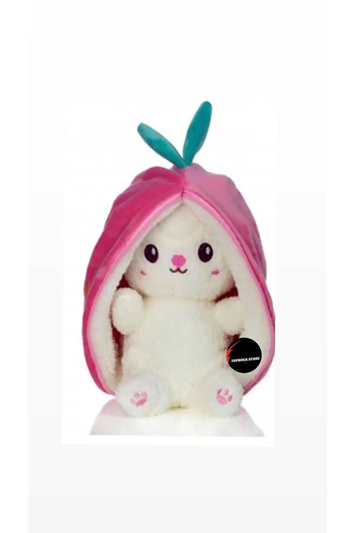 Sevimli Çilek Tavşan Peluş Oyuncak 35 cm Büyük Boy Hediyelik Uyku Arkadaşı