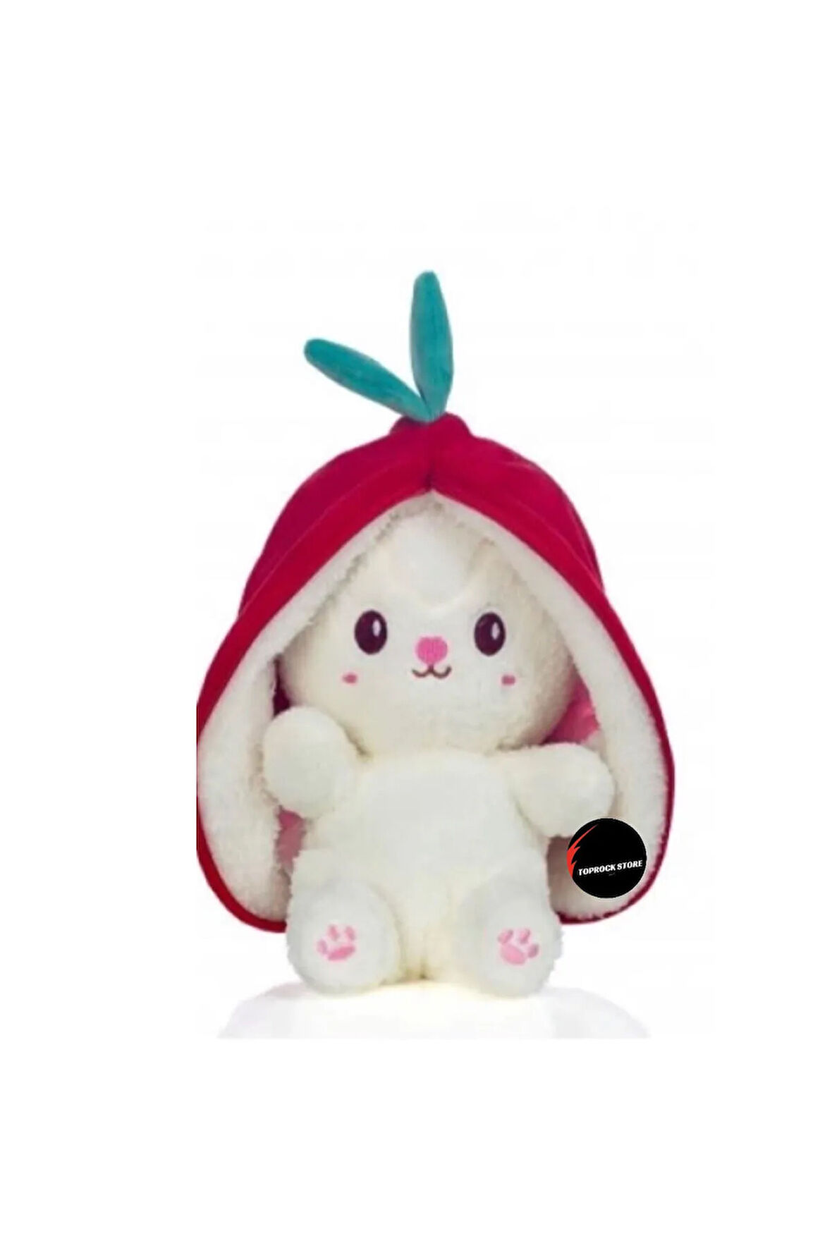 Sevimli Çilek Tavşan Peluş Oyuncak 35 cm Büyük Boy Hediyelik Uyku Arkadaşı
