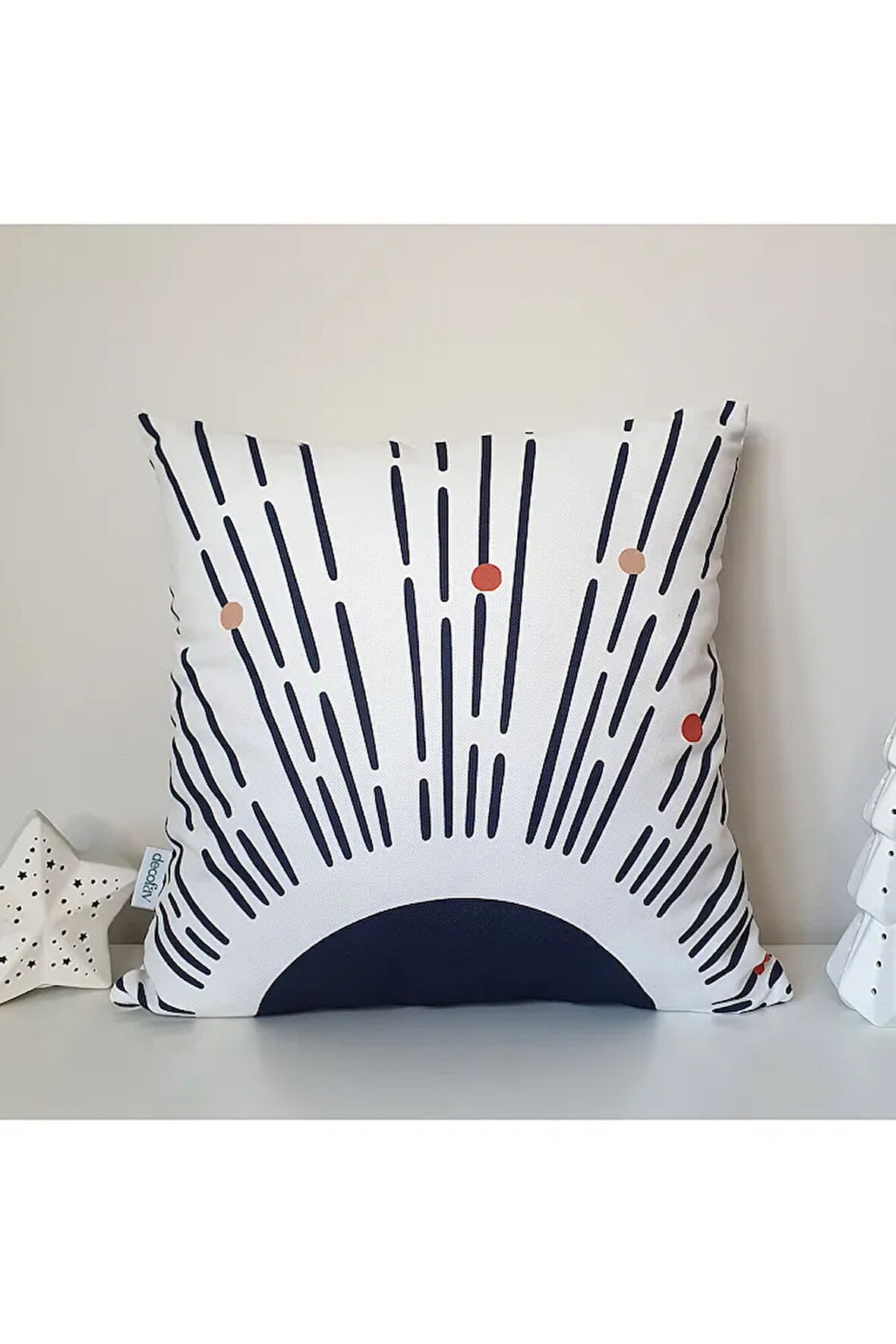 Abstrakt Geometrik Güneş Tasarımlı Kırlent Kılıfı 43x43 cm